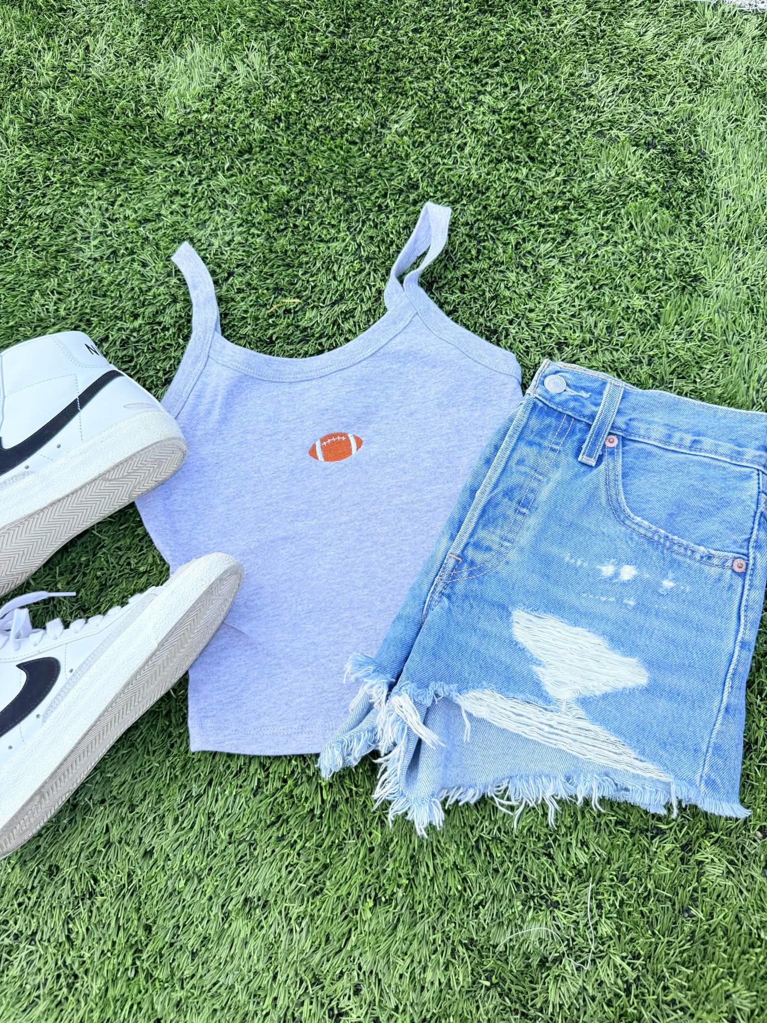 Dainty Football Cropped Tank - #GAME115