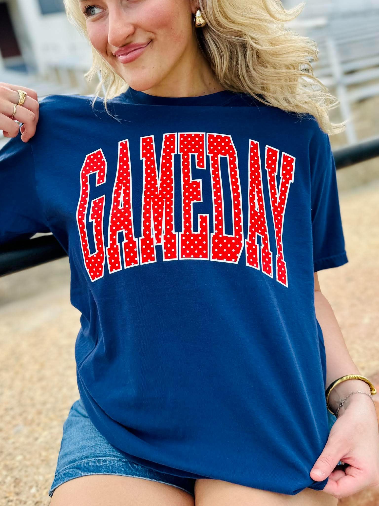 Polka Dot Arched Gameday Graphic Tee - #GAME84