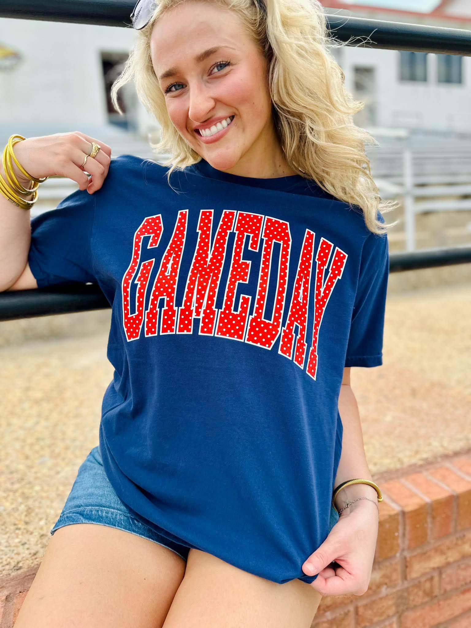 Polka Dot Arched Gameday Graphic Tee - #GAME84