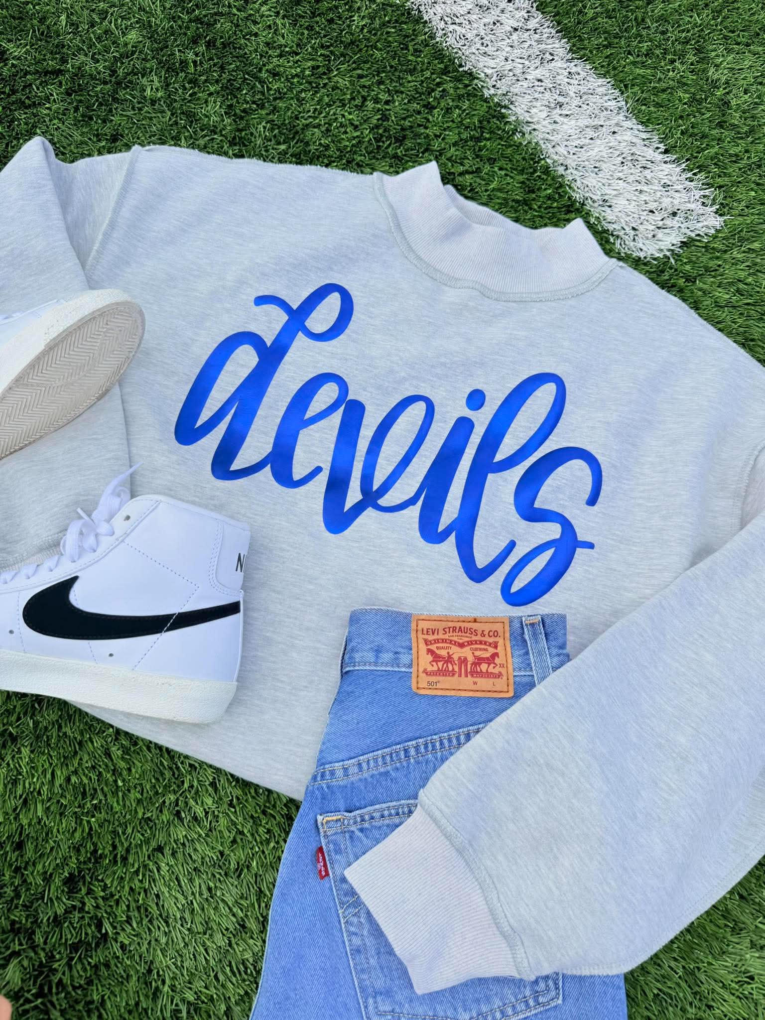 Script Puff Mascot Grey Mock Neck - #GAME120