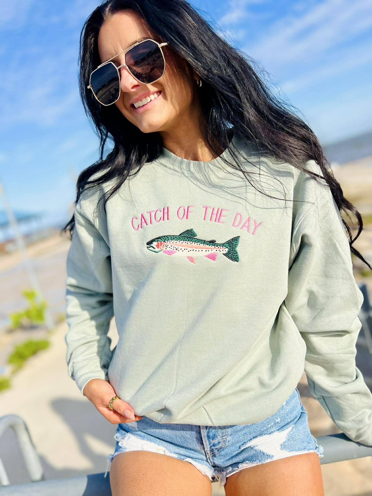 Catch Of The Day Stonewash Sweatshirt