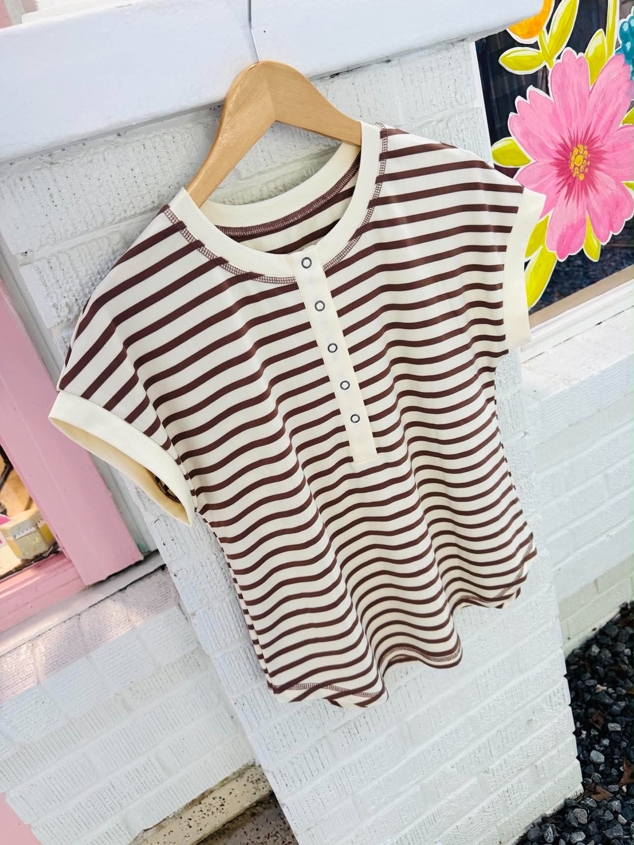 Basic Brown Striped Top