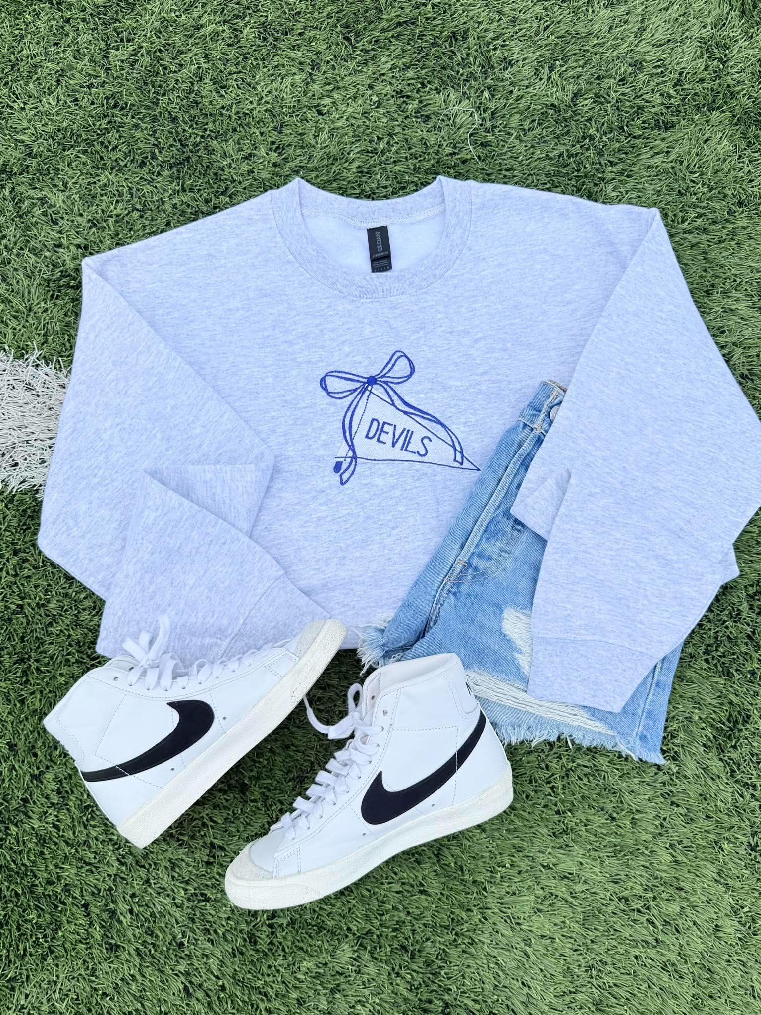 Custom Bow Flag Mascot Ash Grey Sweatshirt - #GAME01