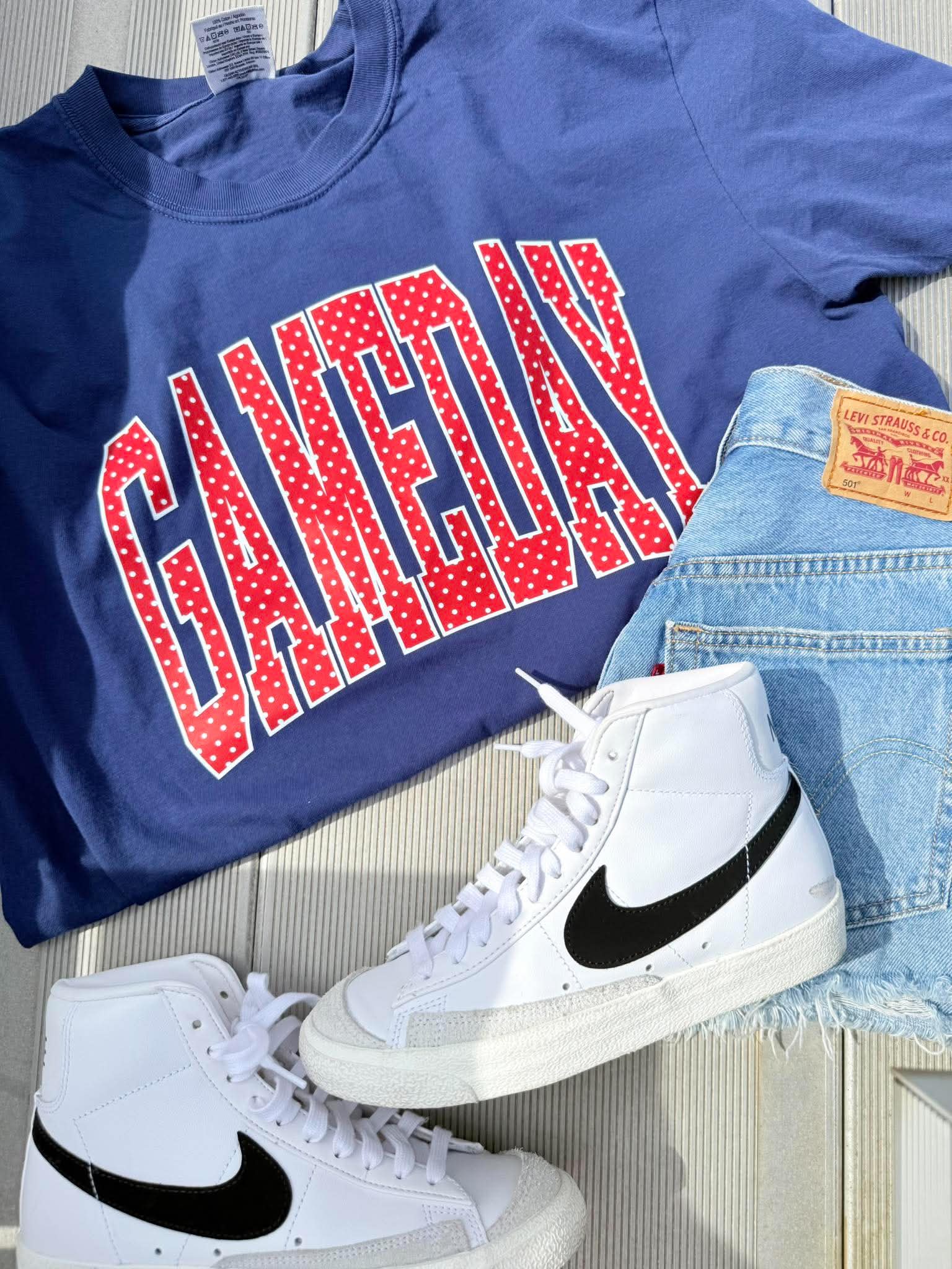 Polka Dot Arched Gameday Graphic Tee - #GAME84