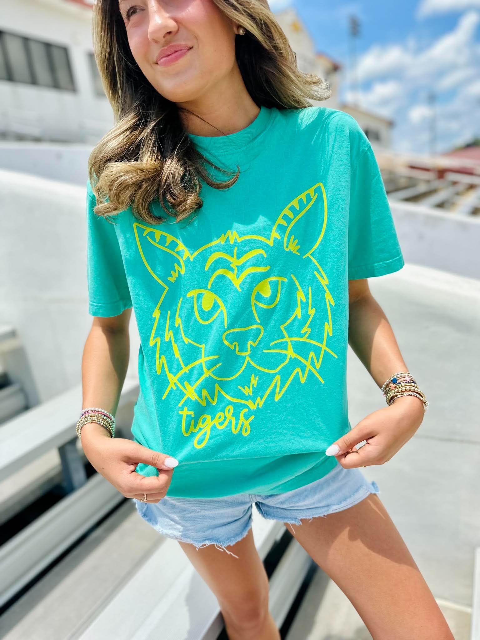 Custom Neon Mascot Island Green Graphic Tee - #GAME77