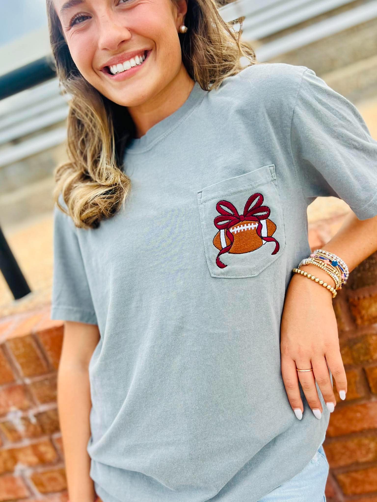 Pocket Football Bow Graphic Tee - #GAME89