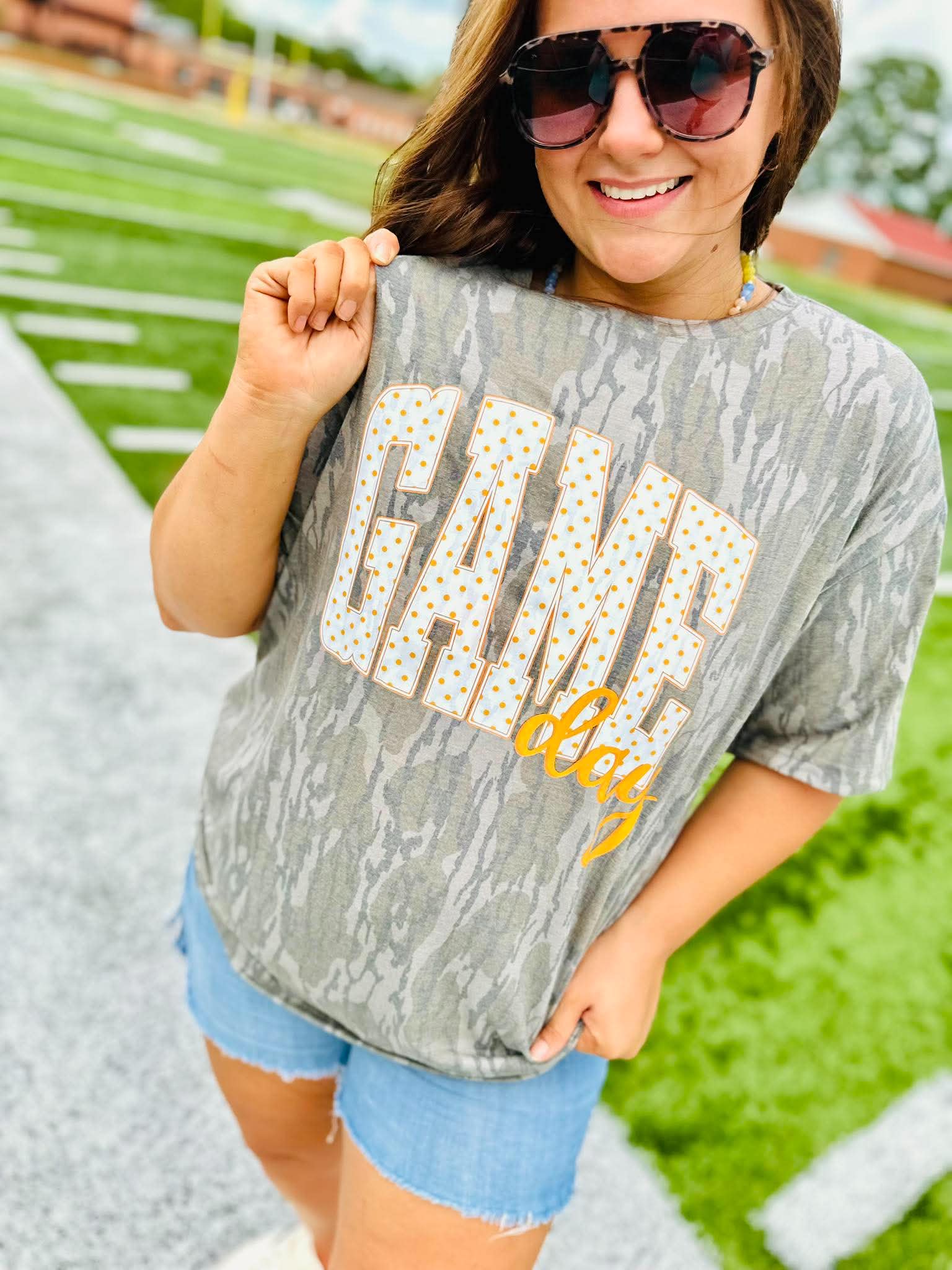 Polka Dot Stack Game Day Bottomland Graphic Tee - #GAME102