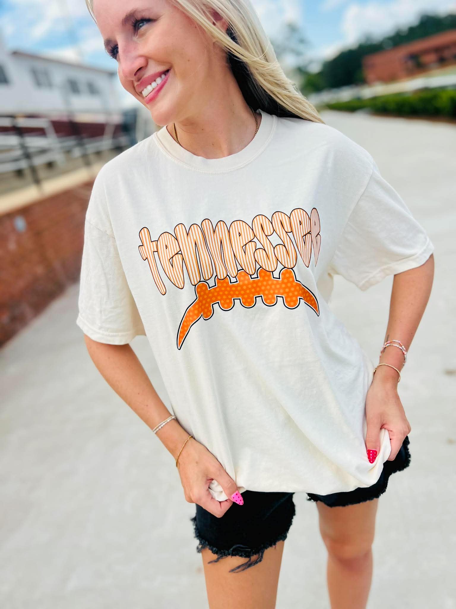 Striped Football Mascot Graphic Tee - #GAME137