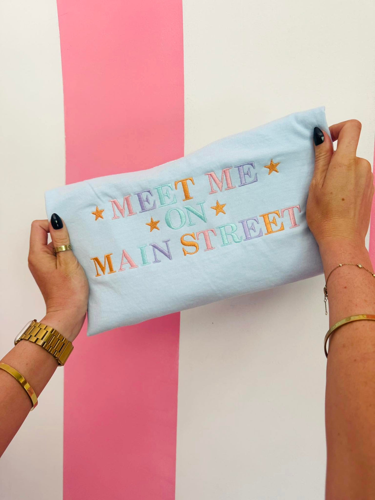 Multi Meet Me On Main Street Chambray Graphic Tee