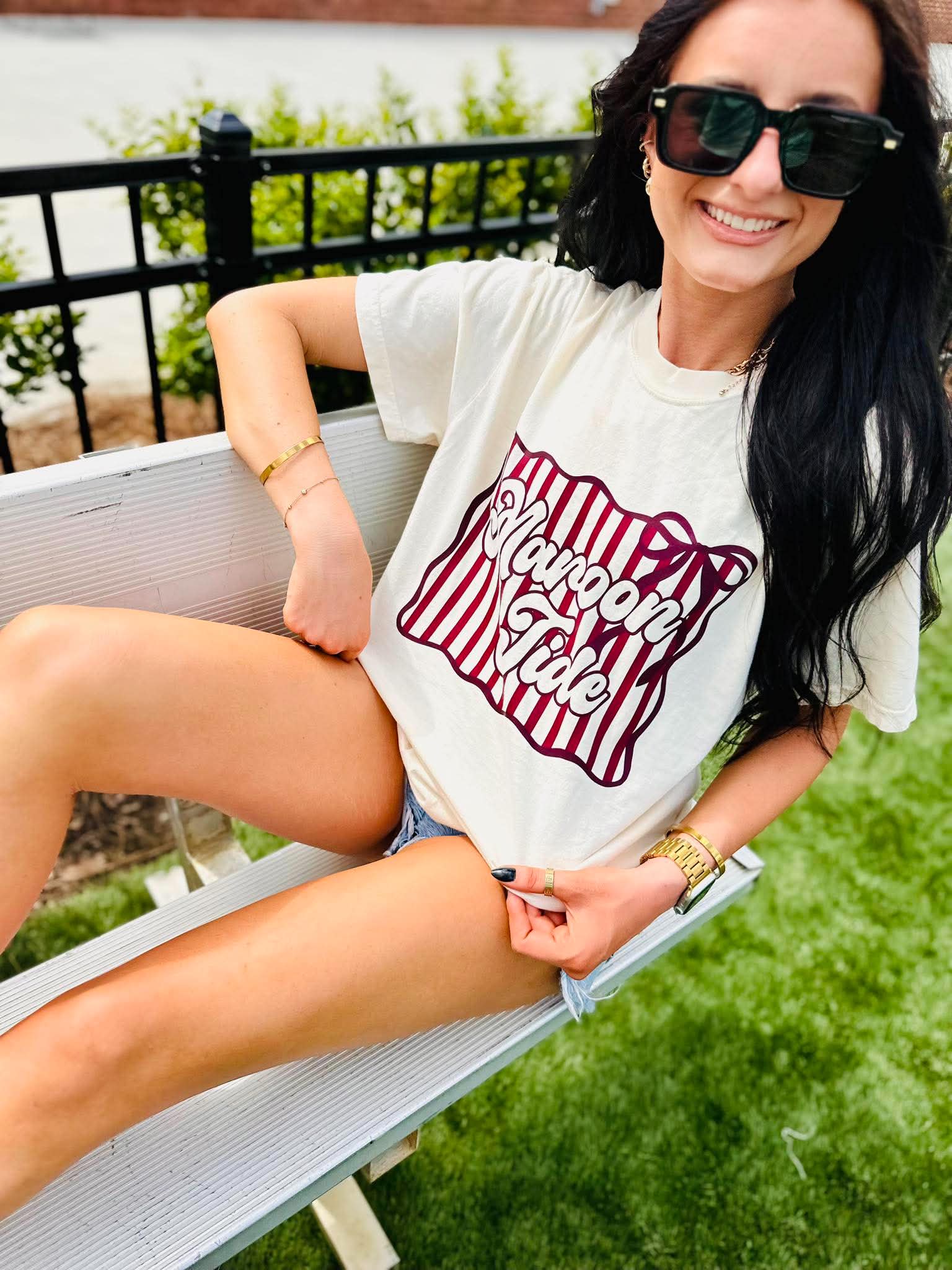 Bubble Stripe Bow Mascot Graphic Tee - #GAME96