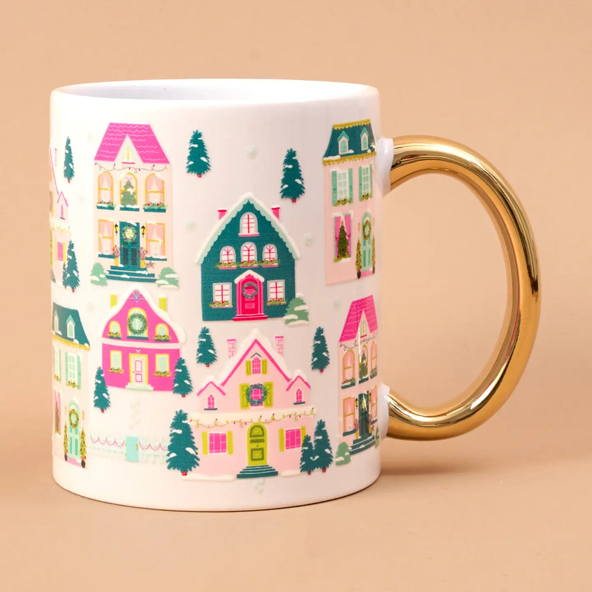 11 oz Cozy Cute Ceramic Mug - Pink Pine Village