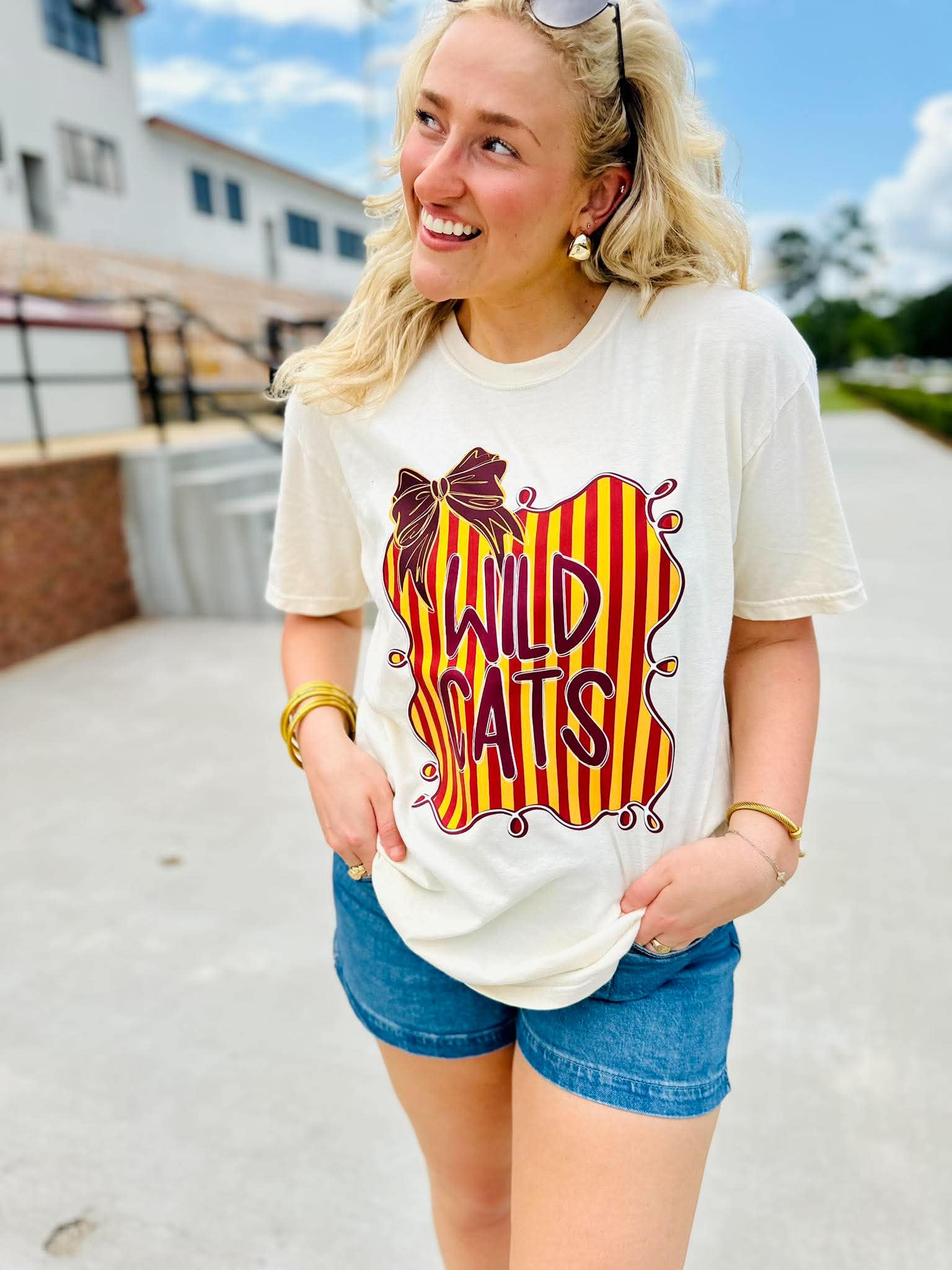 Stripes & Bow Mascot Graphic Tee - #GAME85