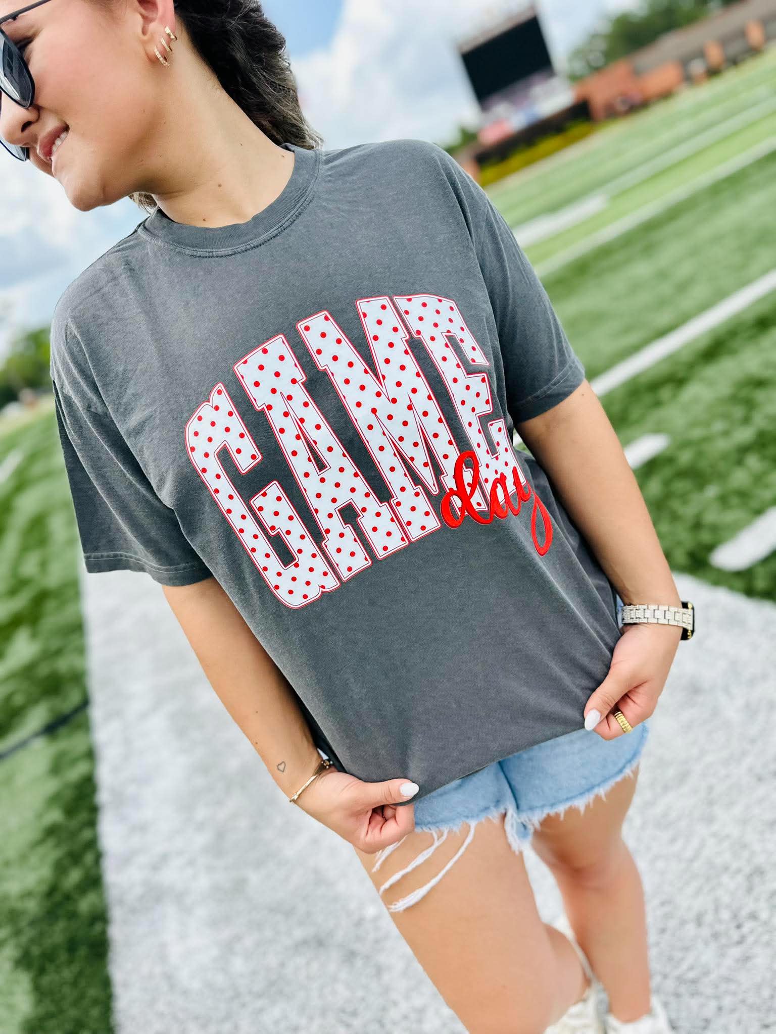 Polka Dot Stack Game Day Graphic Tee - #GAME102