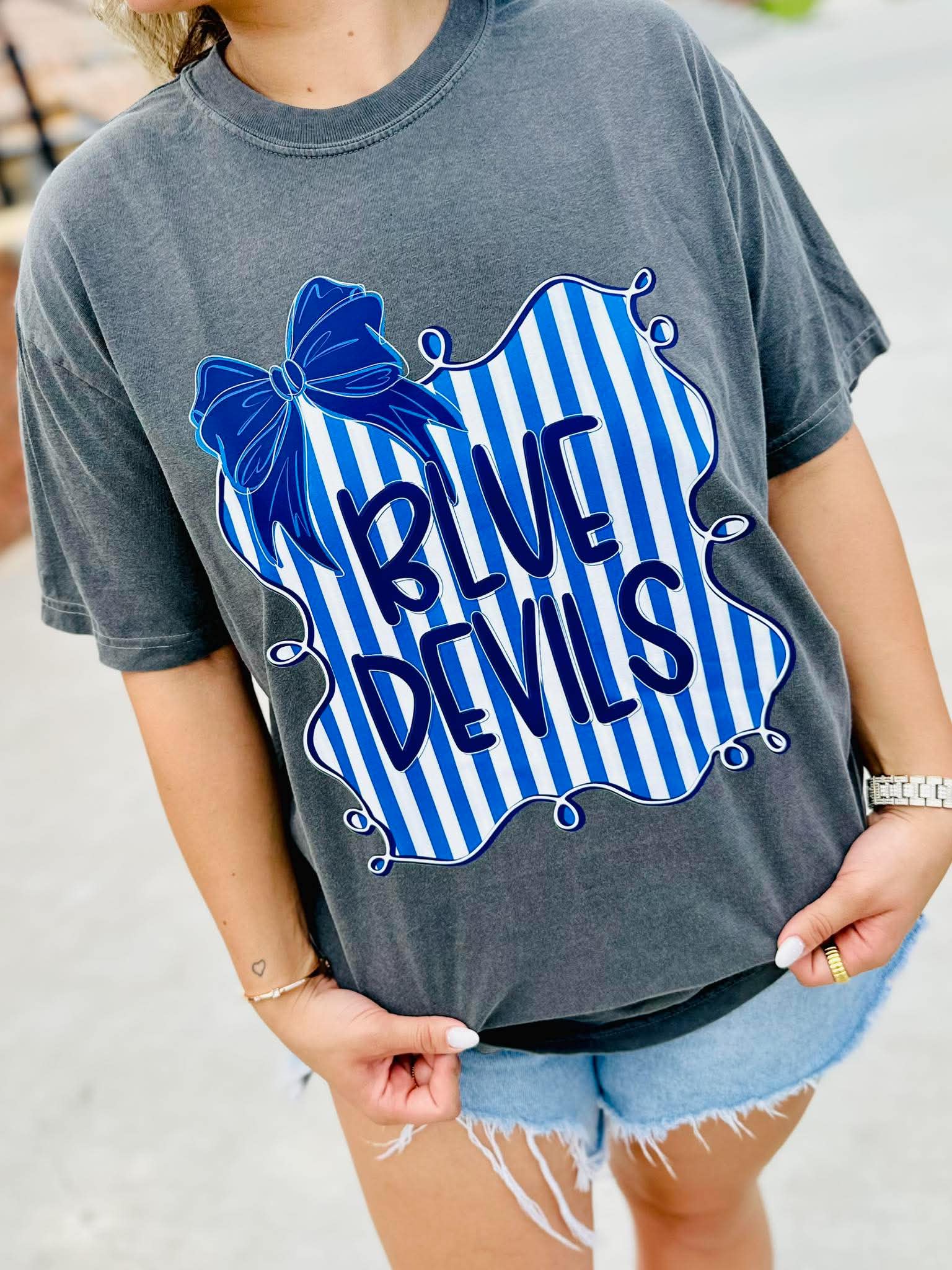 Stripes & Bow Mascot Graphic Tee - #GAME85