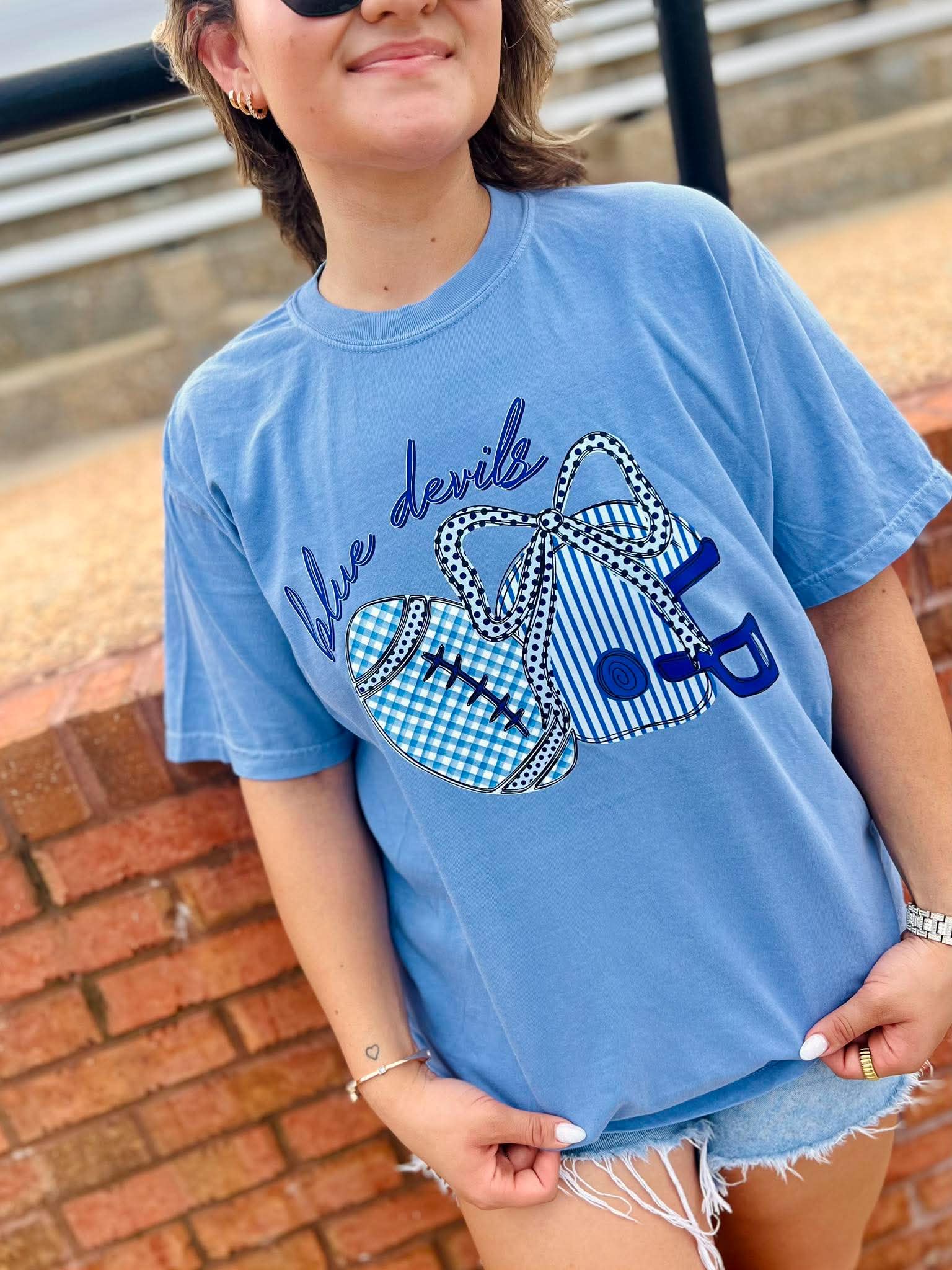 Mascot Gingham Football Graphic Tee - #GAME90