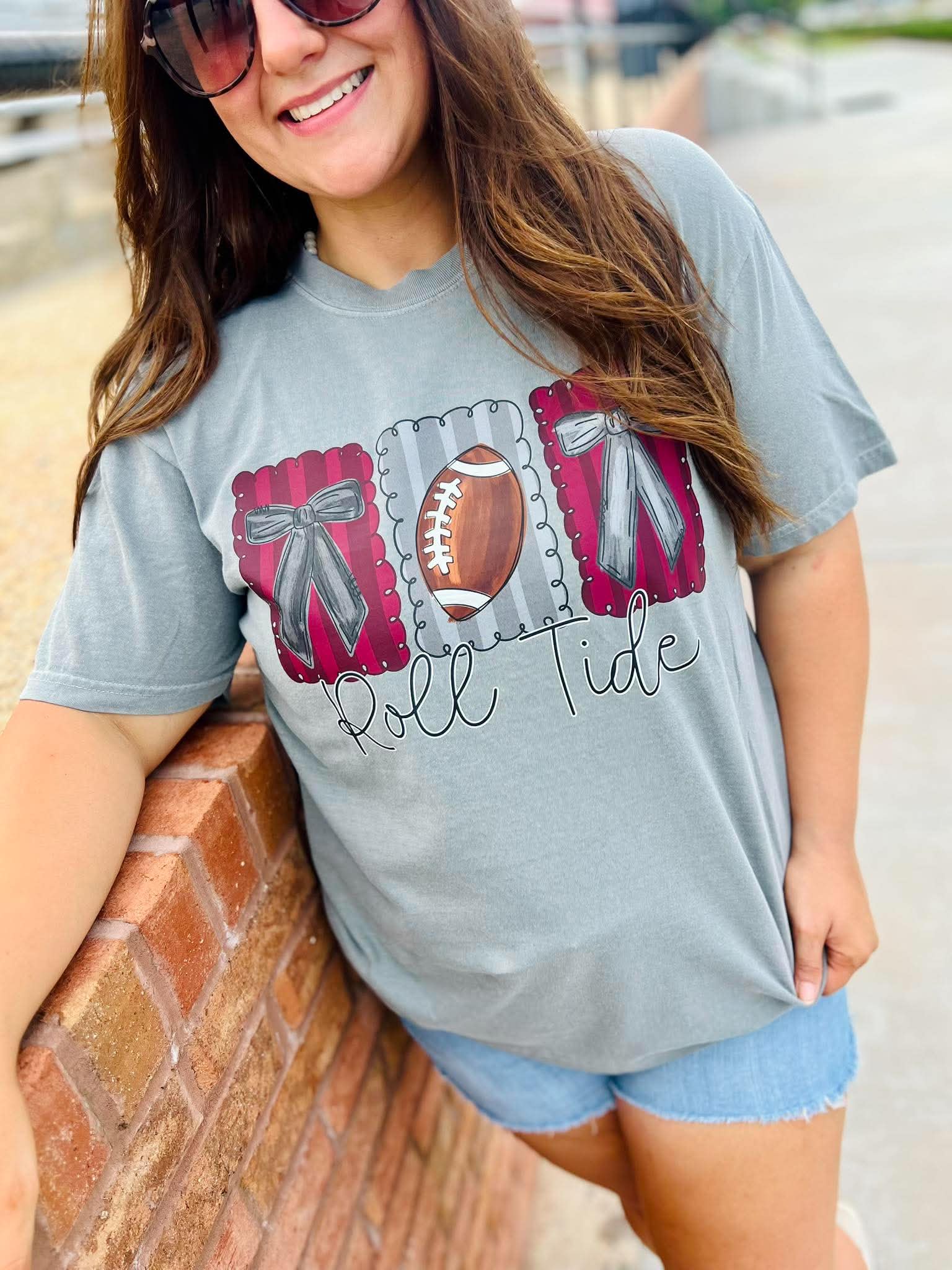 Trio Bow/Football Graphic Tee - #GAME91