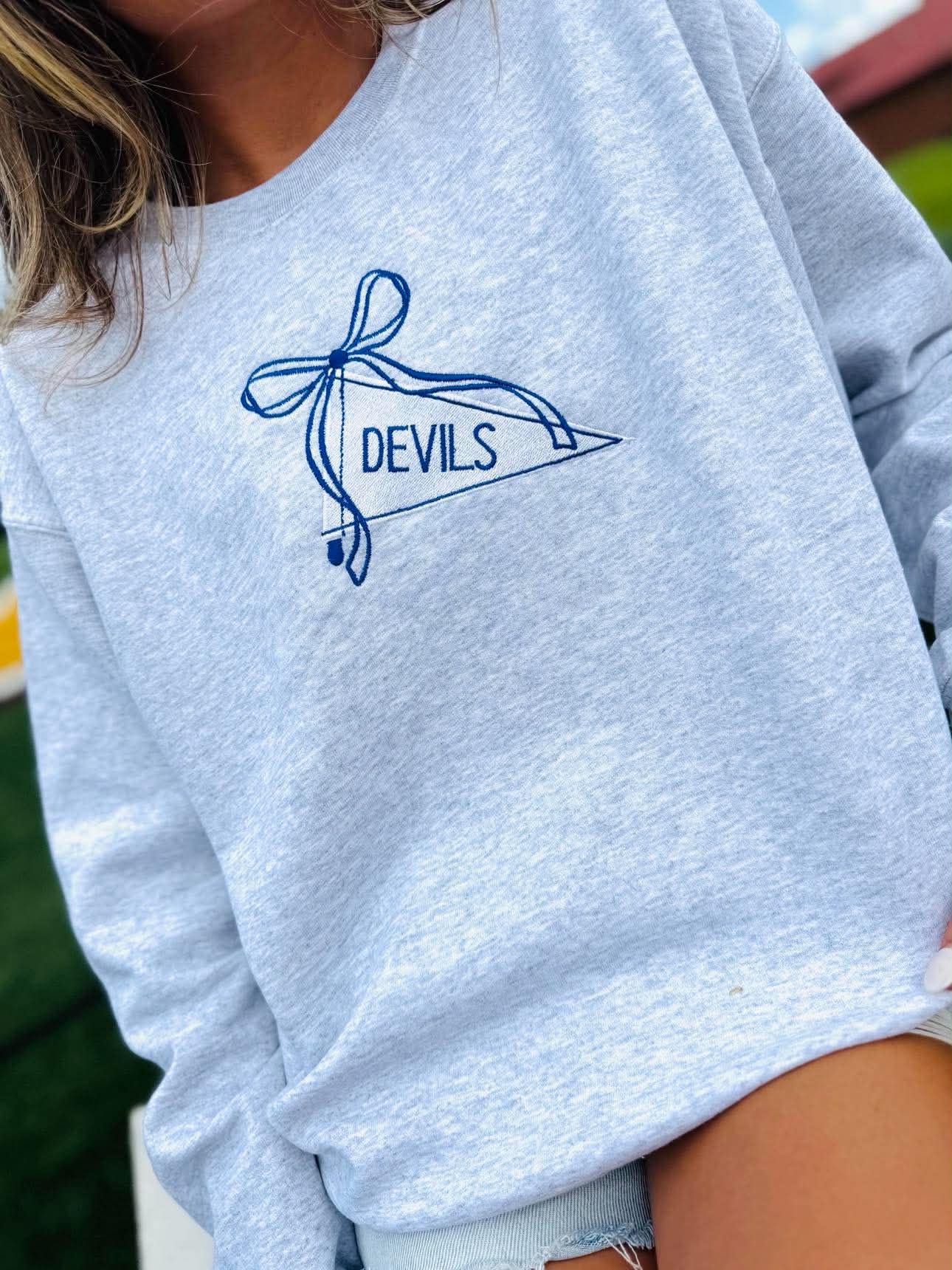 Custom Bow Flag Mascot Ash Grey Sweatshirt - #GAME01