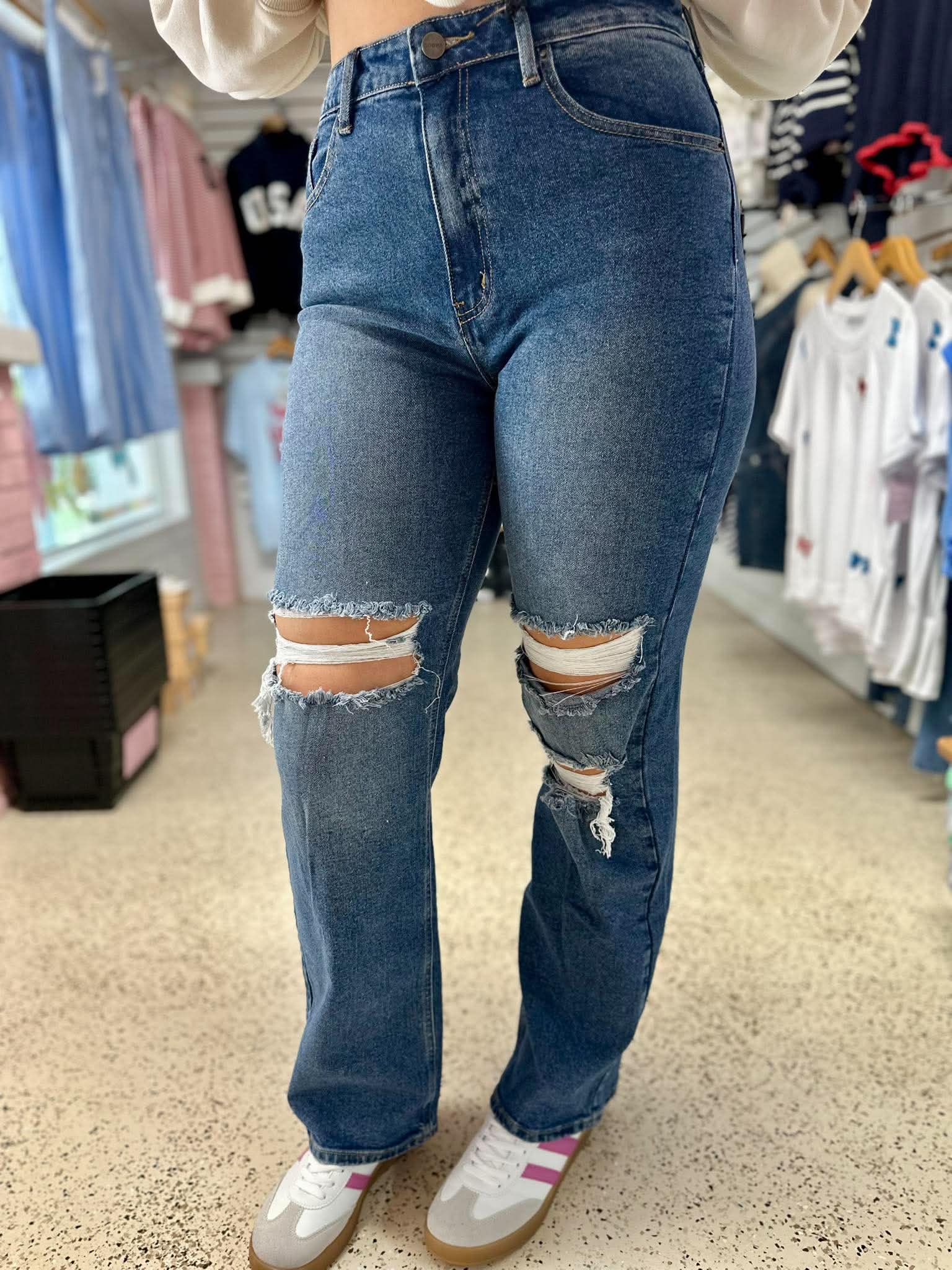 Checking In Dark Wash Jeans