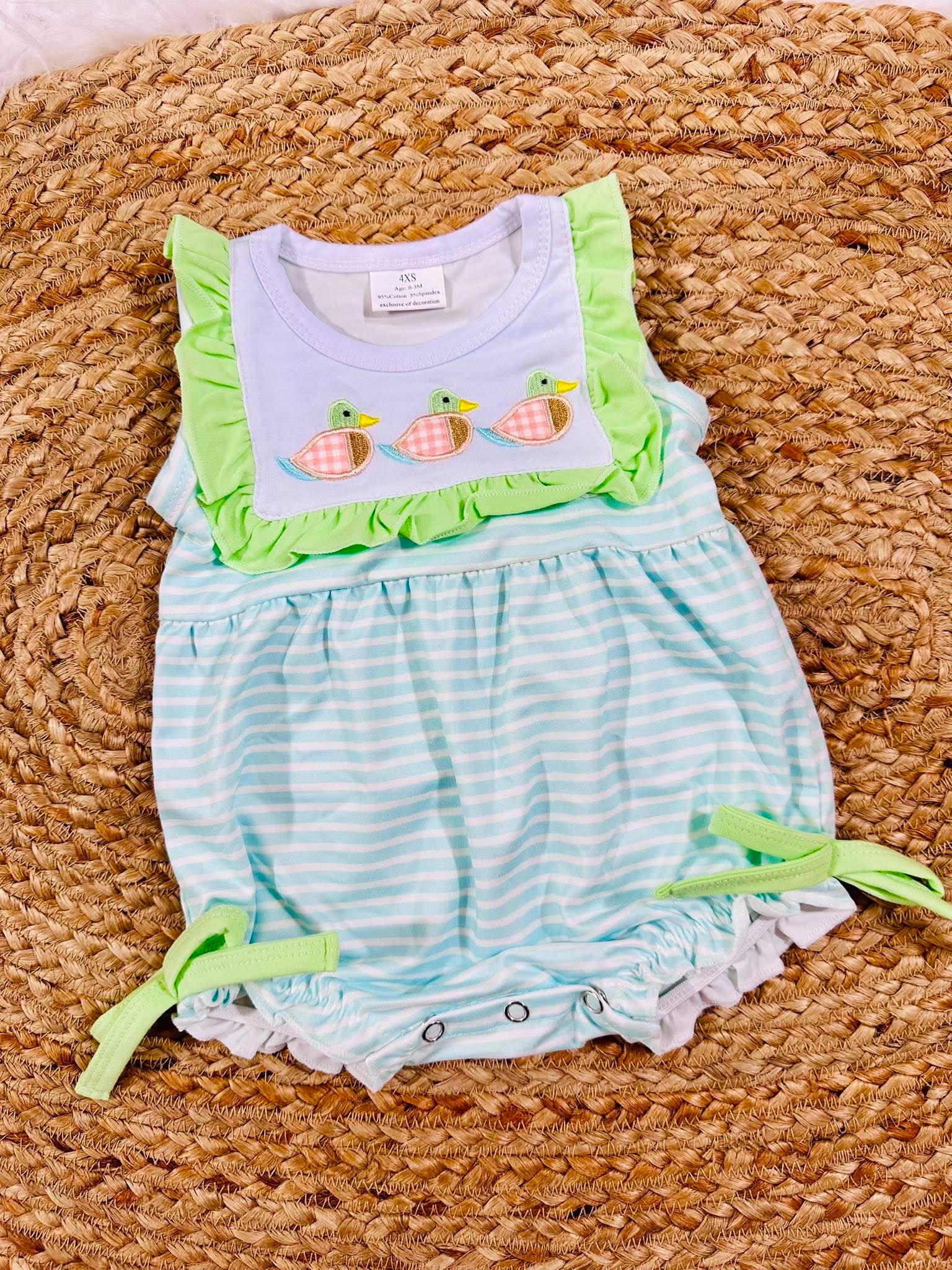 Girl Blue Stripe Duck Bubble