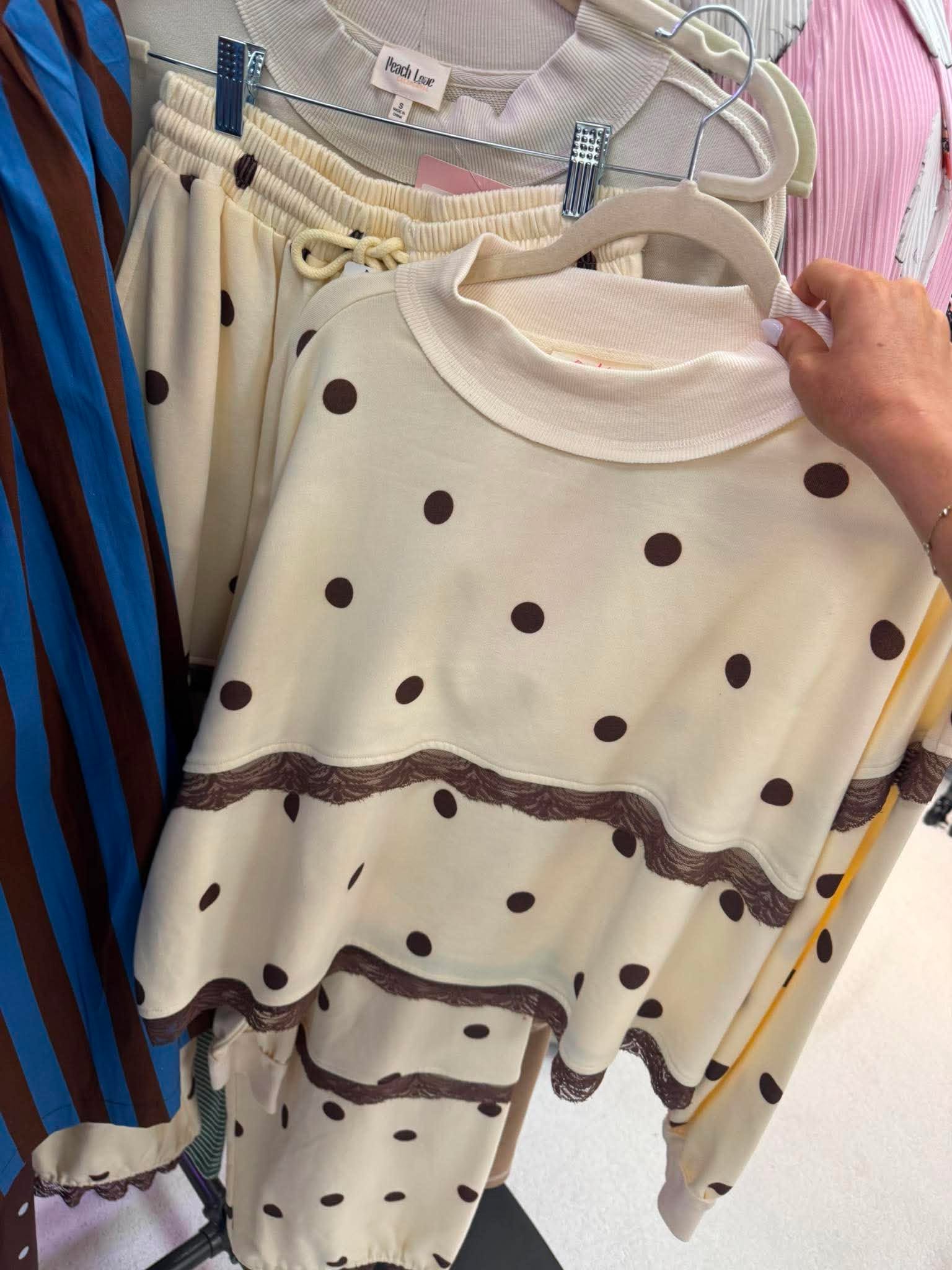 Preppy Pine Polka Dot Lace Top