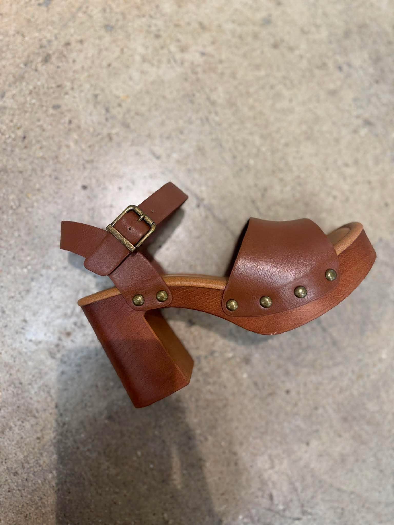 The Usual Tan Chunky Heels