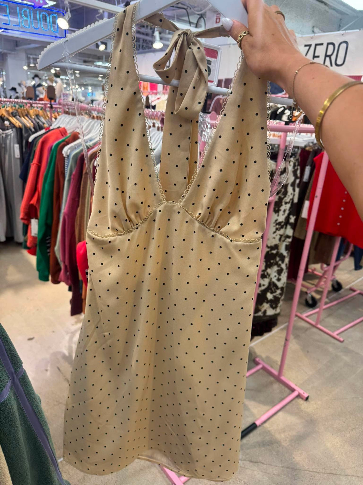 Just Luck Polka Dot Halter Dress