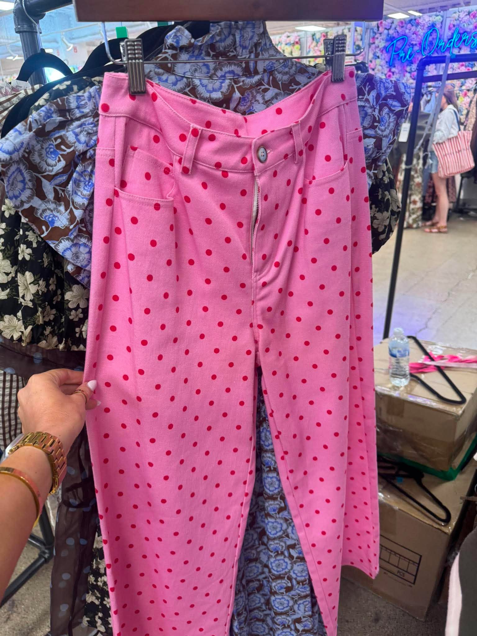 Preppy Pink Polka Dot Pants