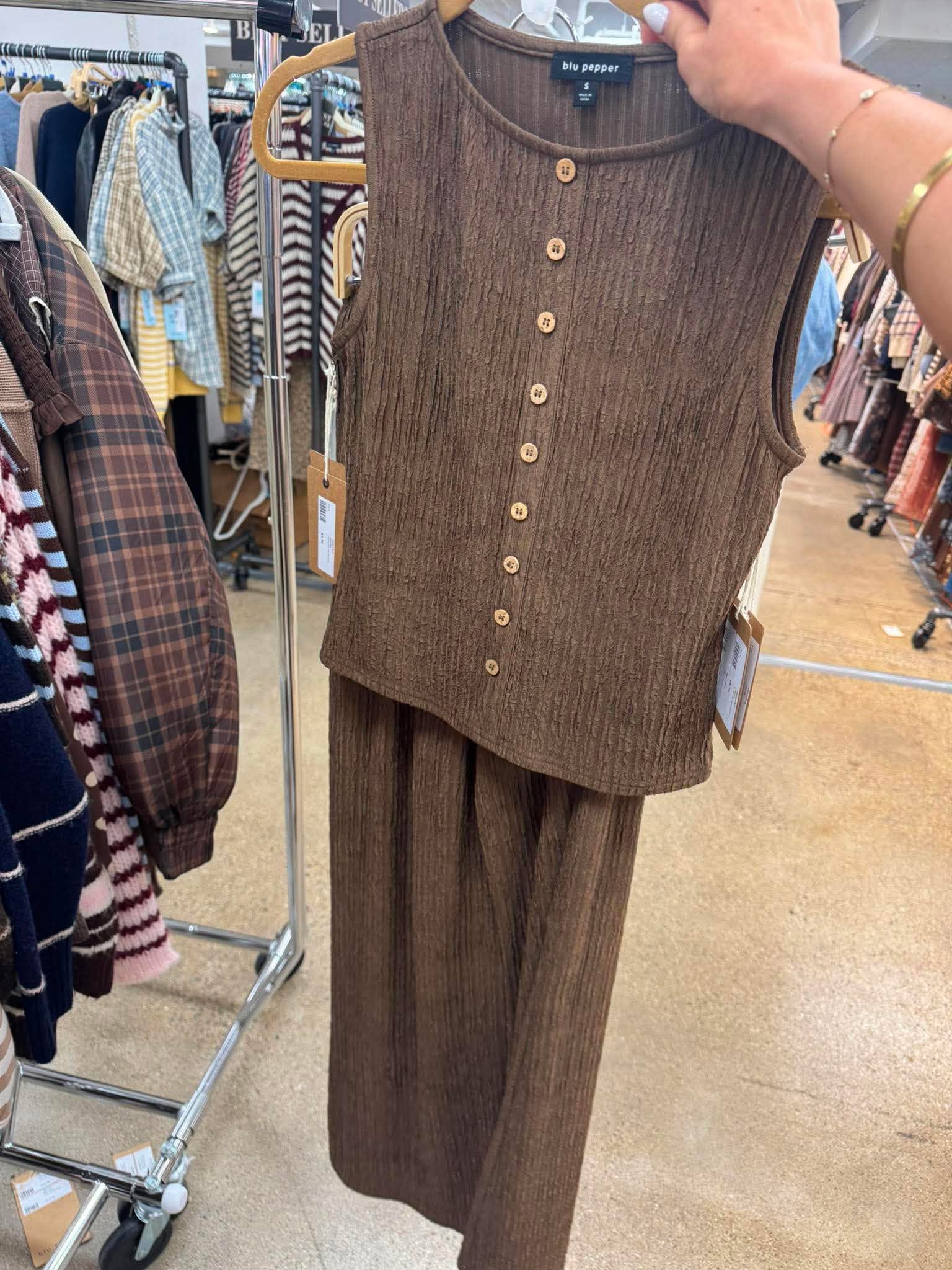 Call Me Cute Brown Pants Set