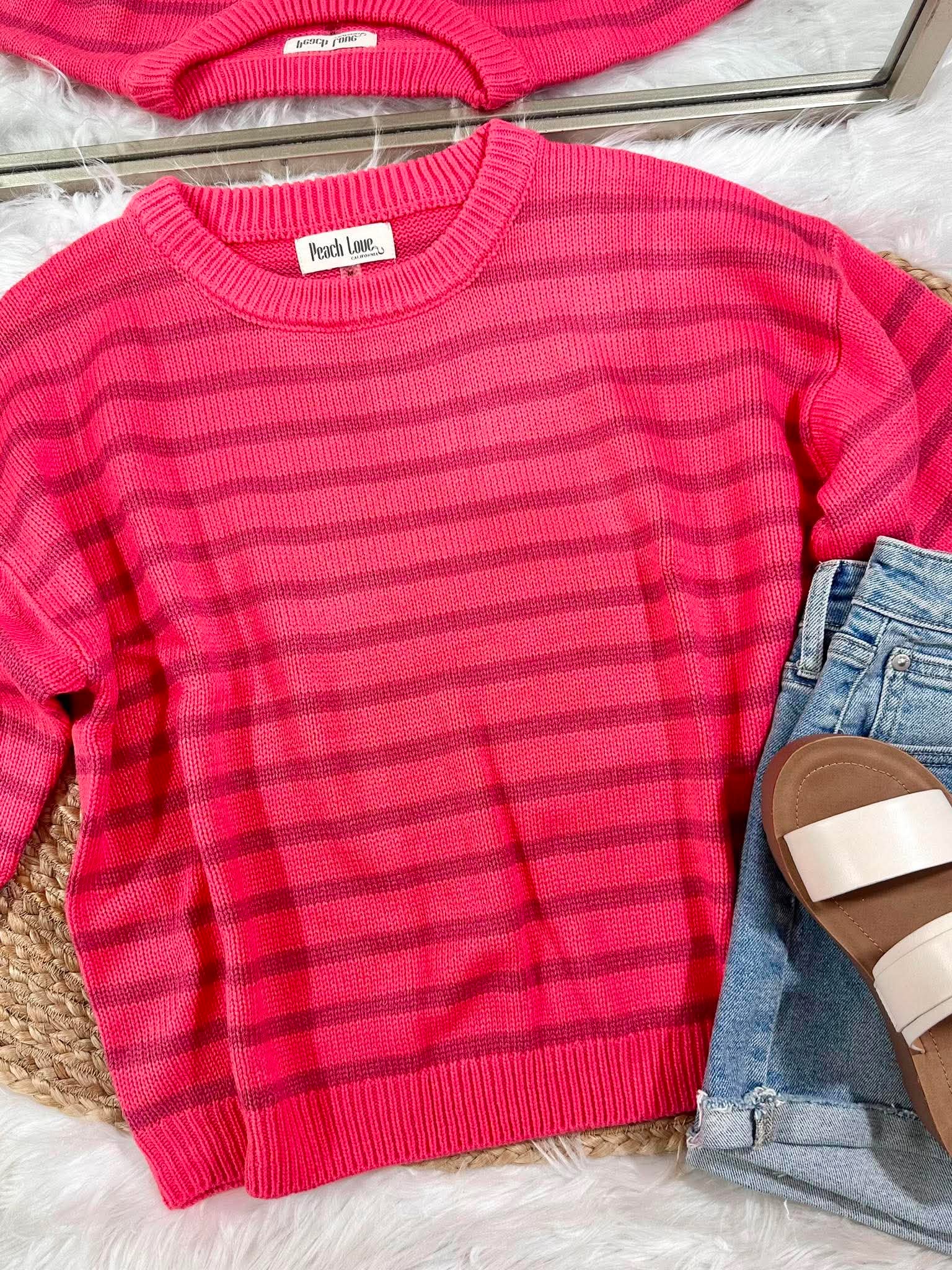 You Wish Pink Striped Sweater Top