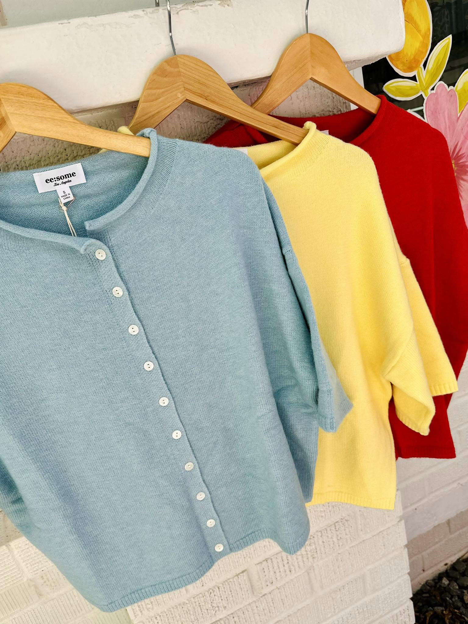Solid Button Down Half Sleeve Top