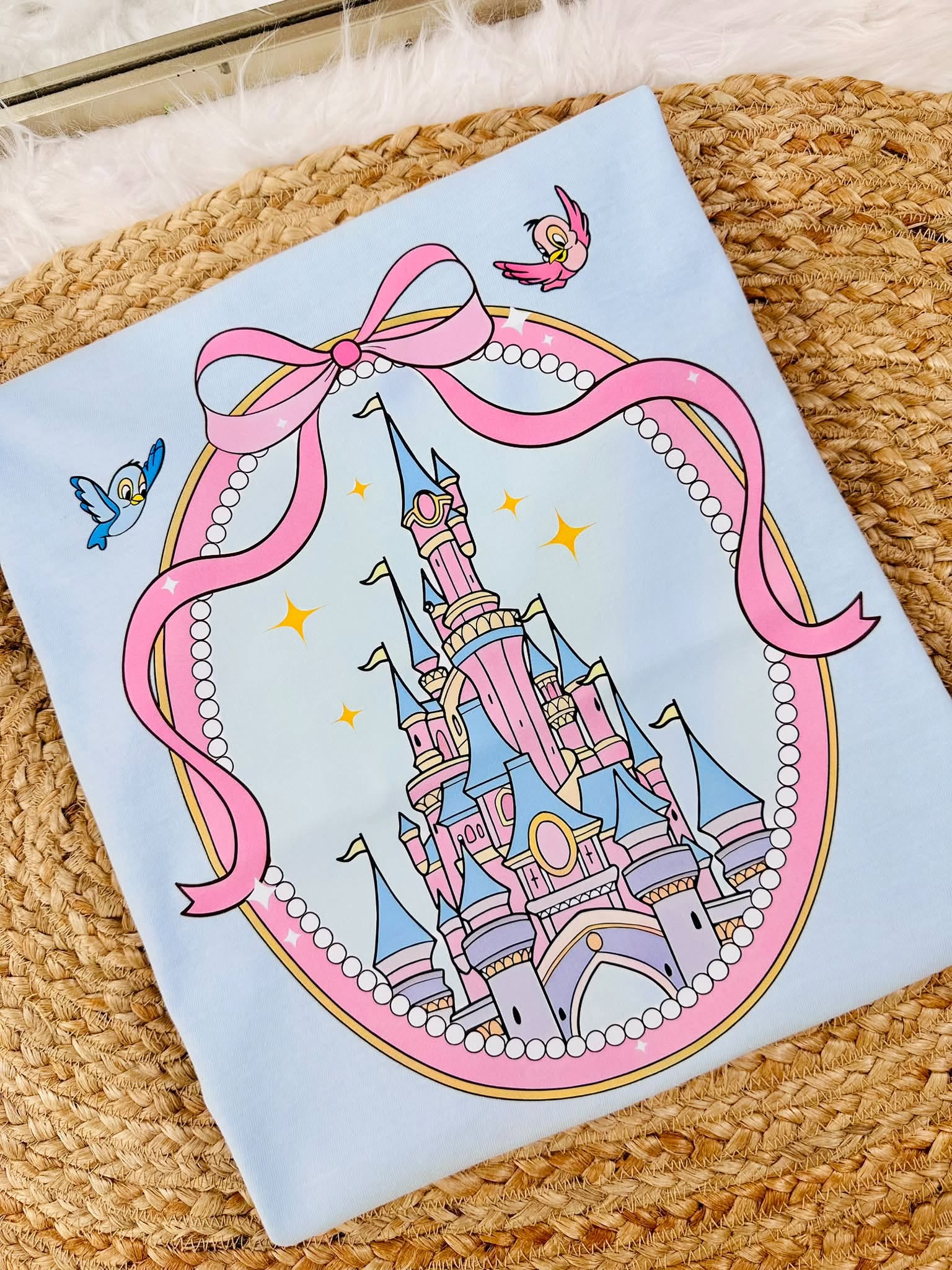Ribbon Bird Castle Chambray Graphic Tee