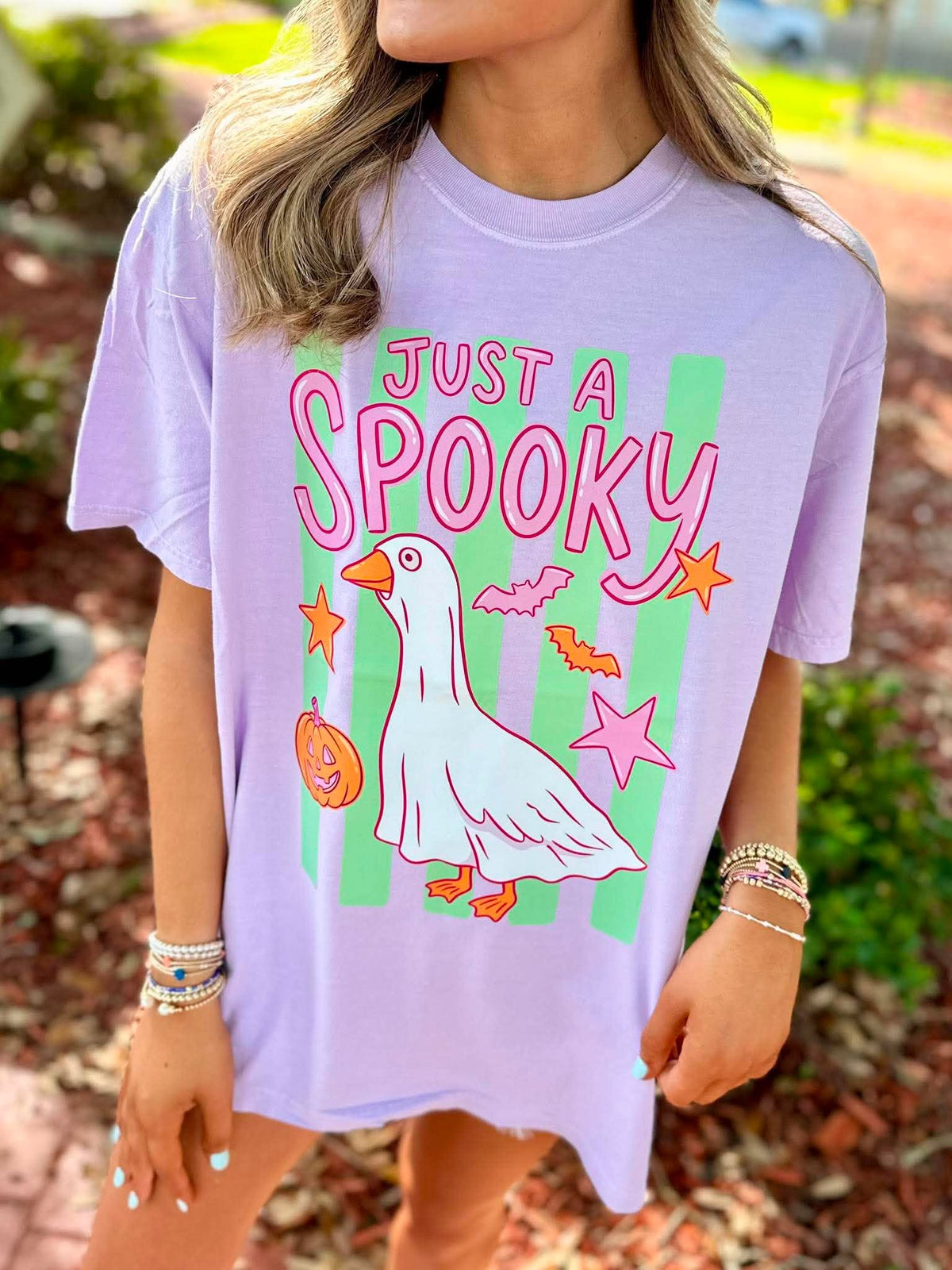 Just A Spooky Goose Orchid Graphic Tee