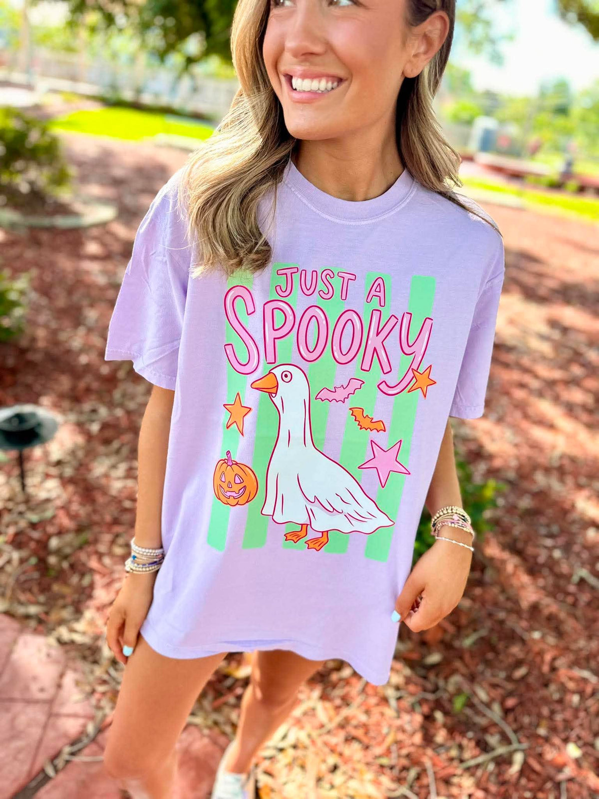 Just A Spooky Goose Orchid Graphic Tee
