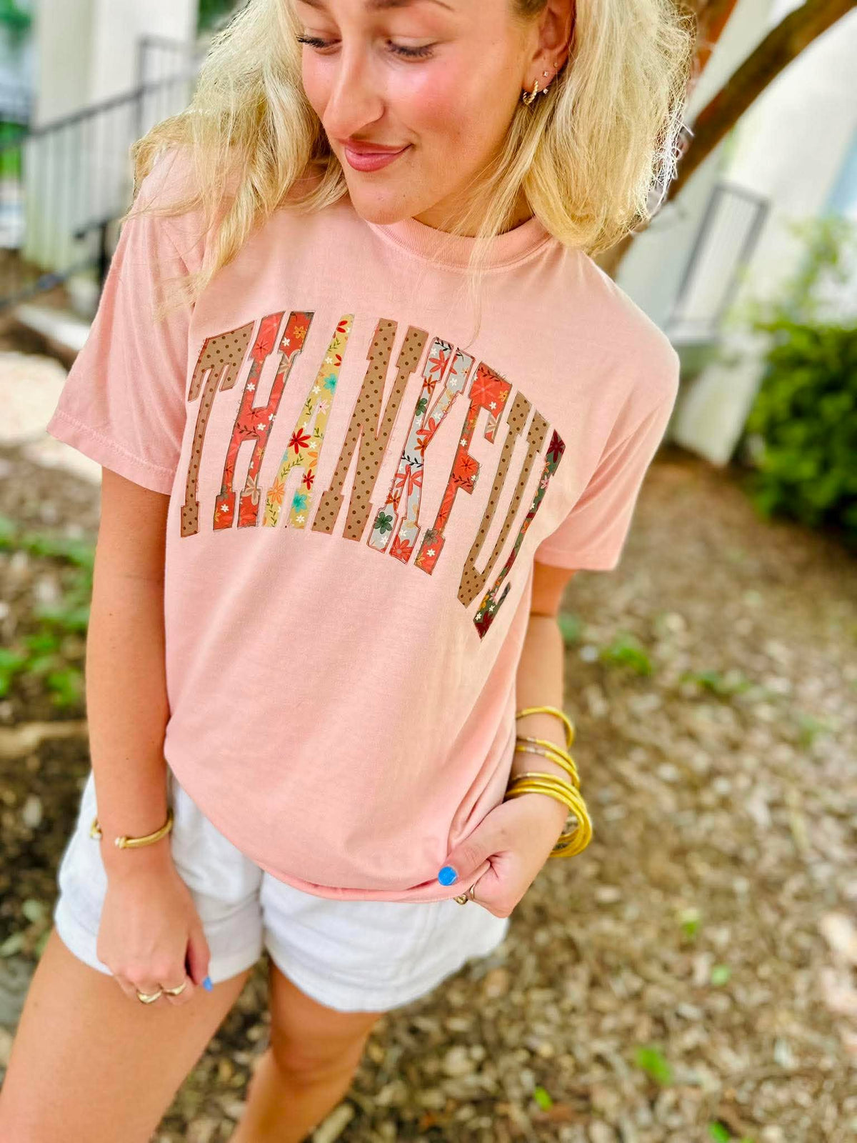 Thankful Polka Dot Peachy Graphic Tee