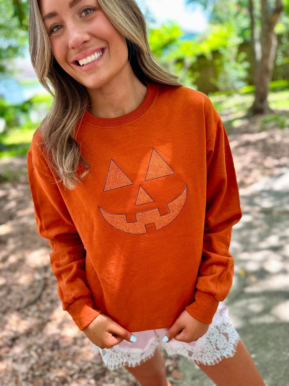 Jack-O-Lantern Applique Texas Orange Sweatshirt