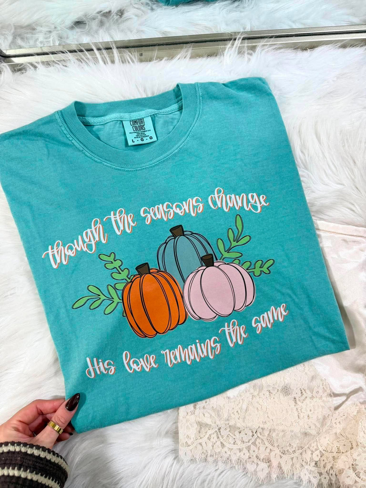 Though The Seasons Change Seafoam Graphic Tee