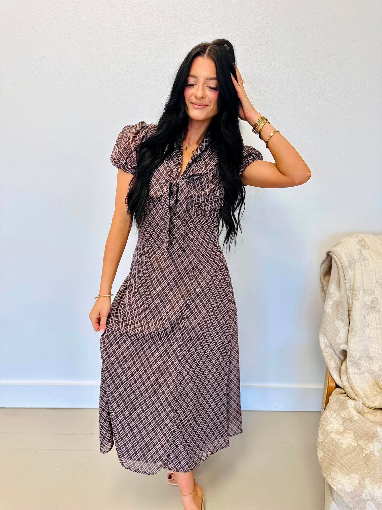 Autumn Muse Plaid Midi Dress