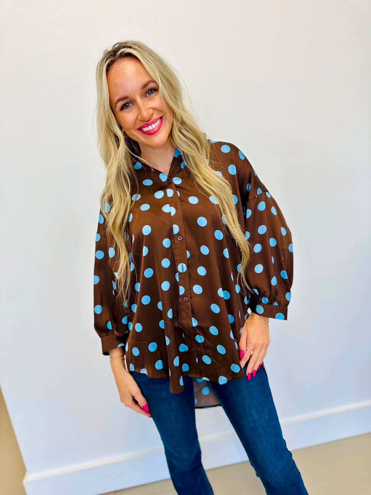 I Spotted You Polka Dot Satin Top