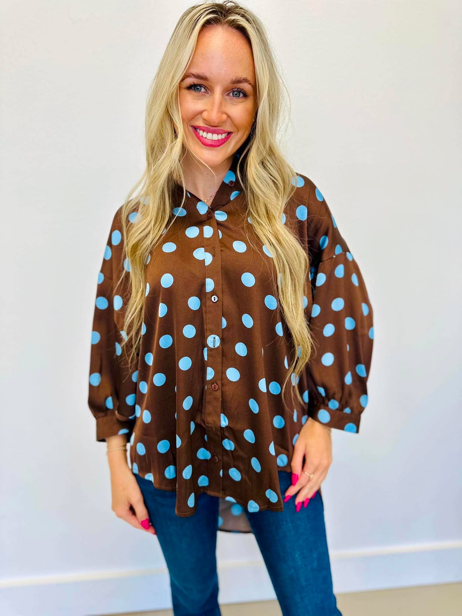 I Spotted You Polka Dot Satin Top