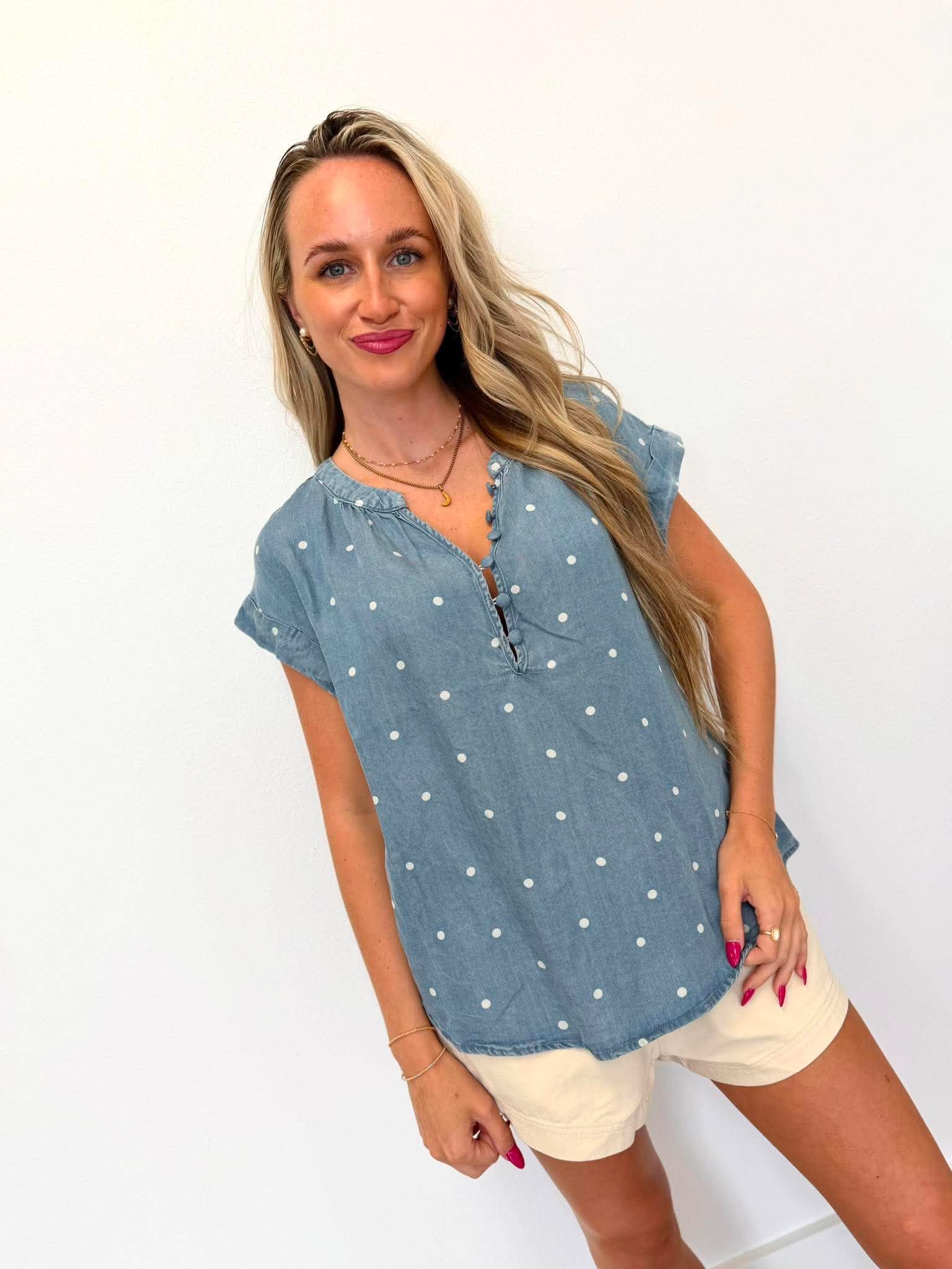 Dotted Denim Blouse