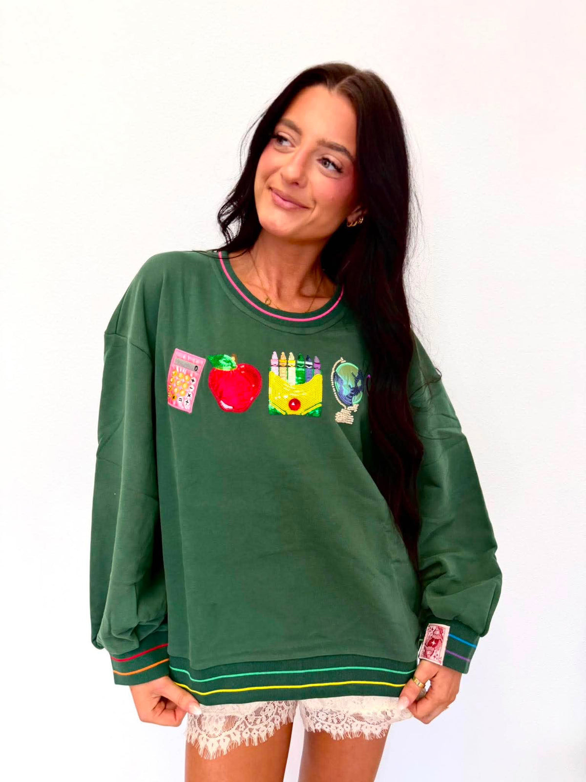 Queen Of Sparkles Green Mini School Icon Sweatshirt