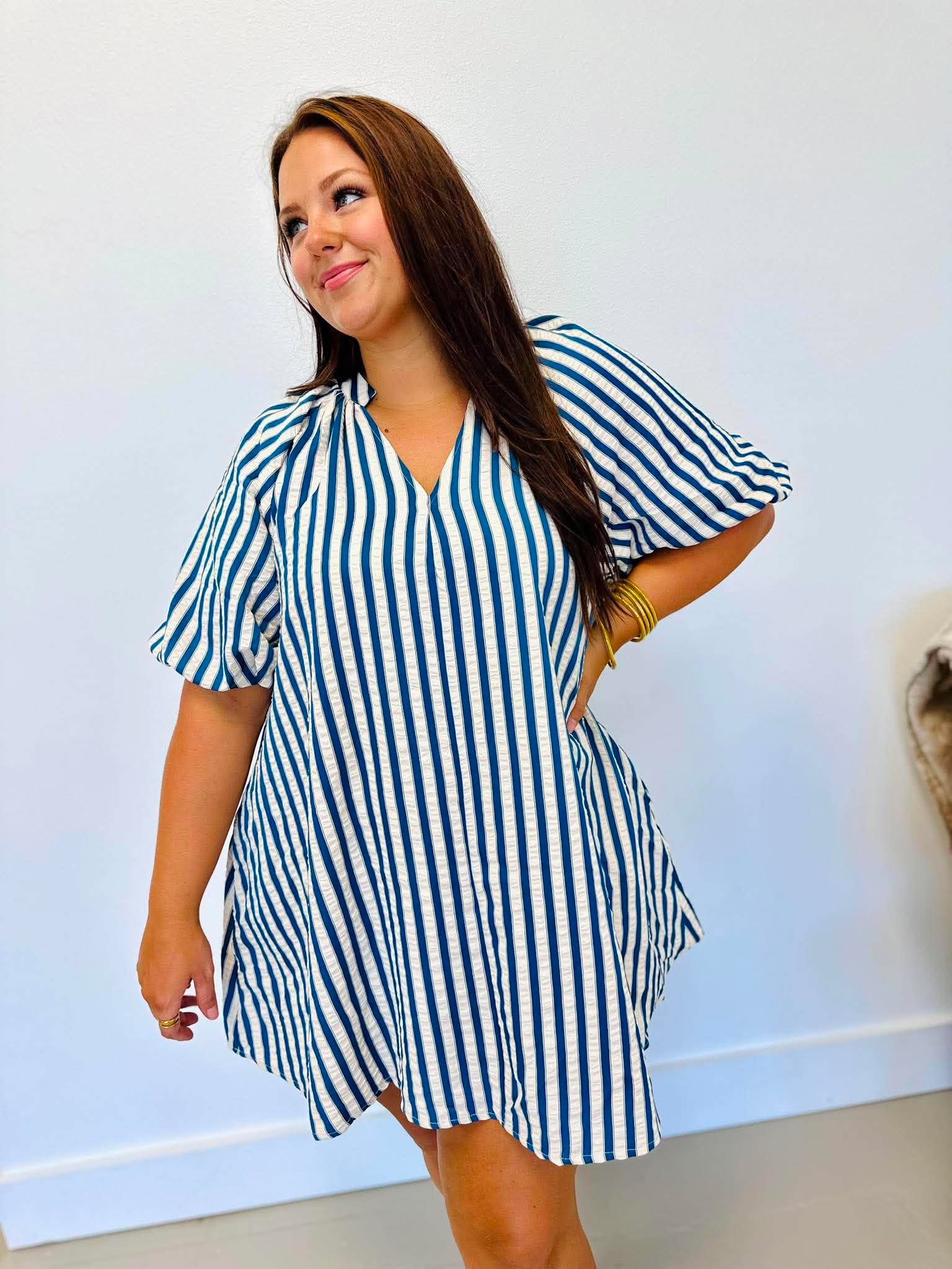 Feelings Of Summer Blue Striped Dress