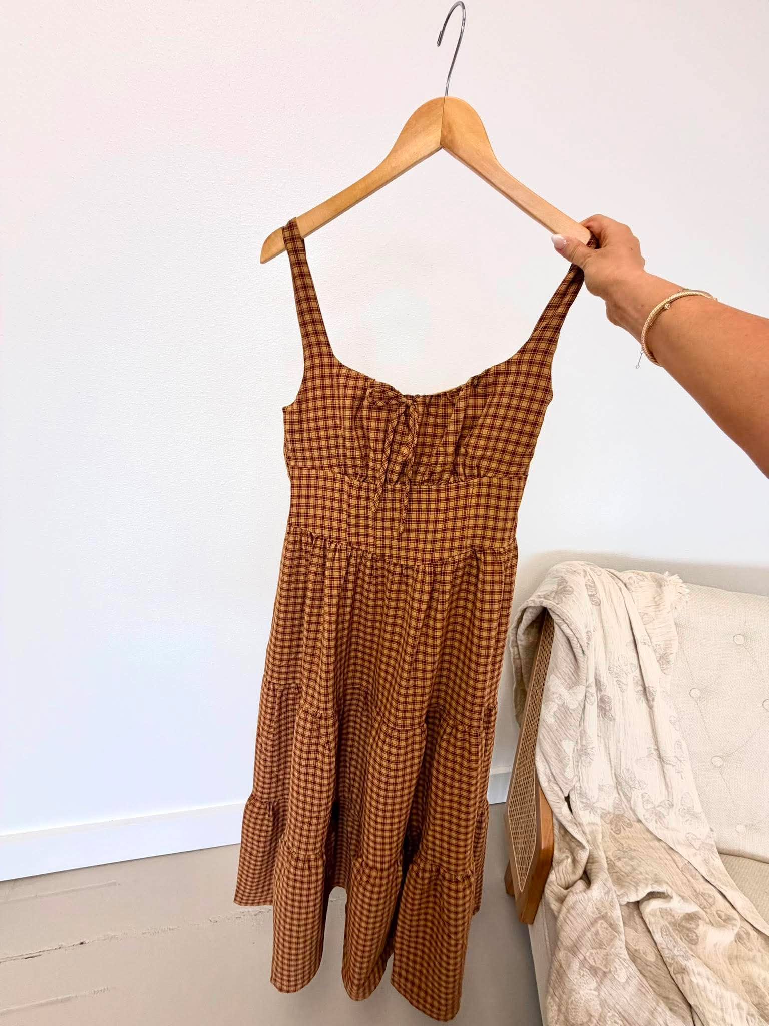 Fits Right In Plaid Corset Midi Dress