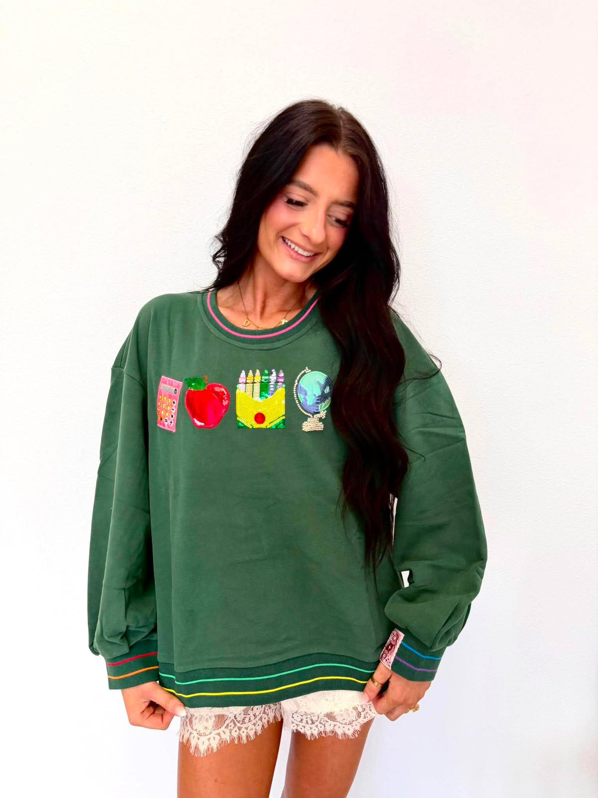 Queen Of Sparkles Green Mini School Icon Sweatshirt