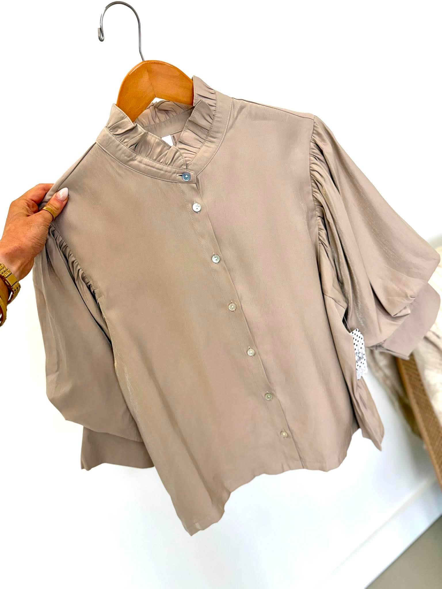 Merlot Muse Taupe Blouse