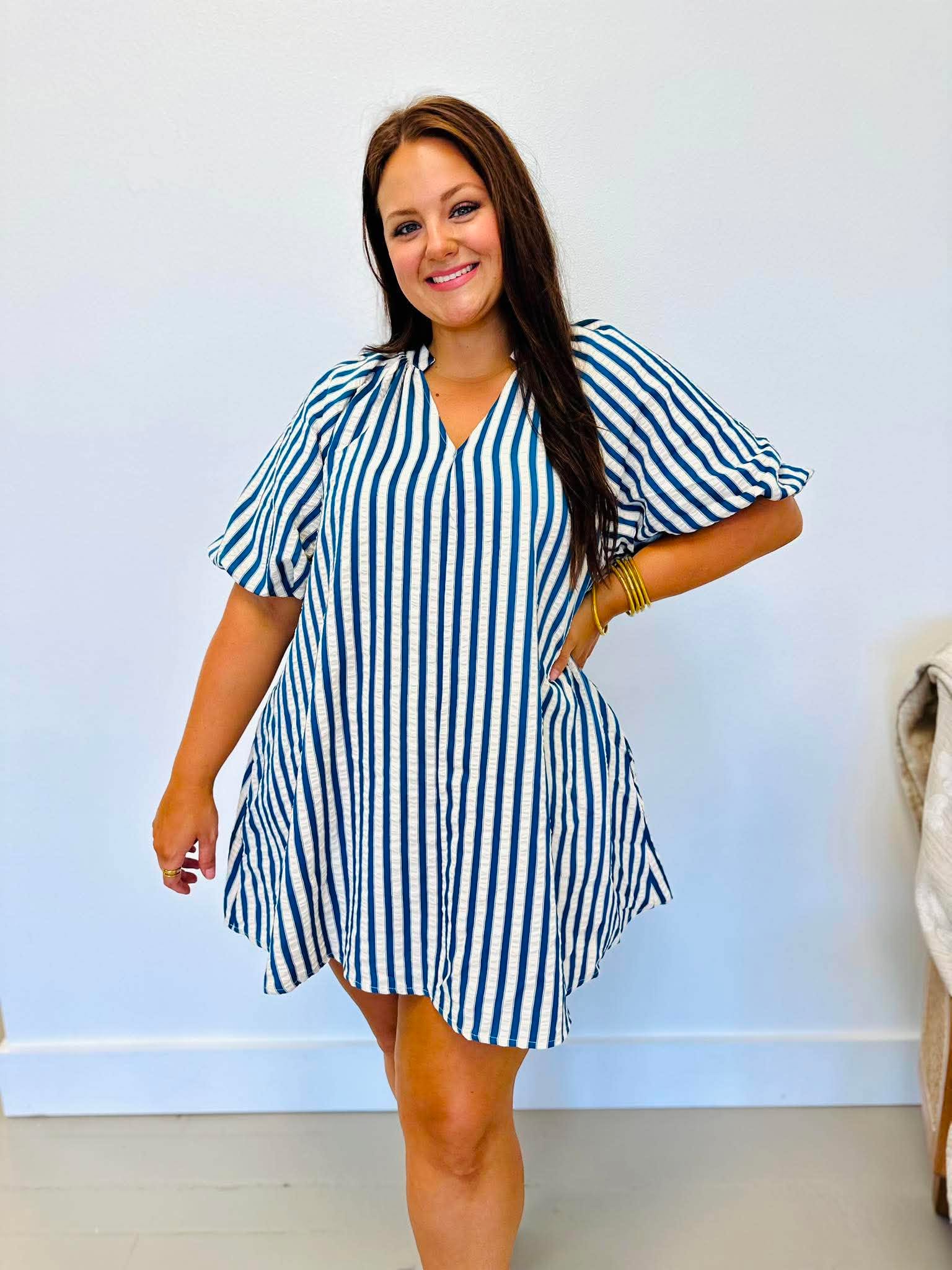 Feelings Of Summer Blue Striped Dress