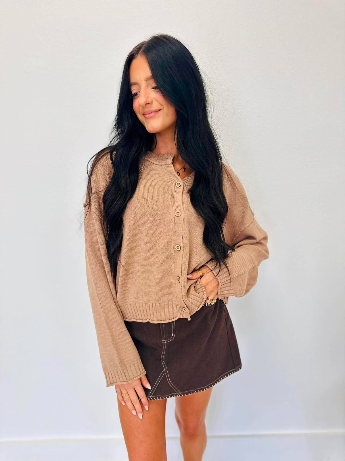 Raw Edge Exposed Seam Cardigan