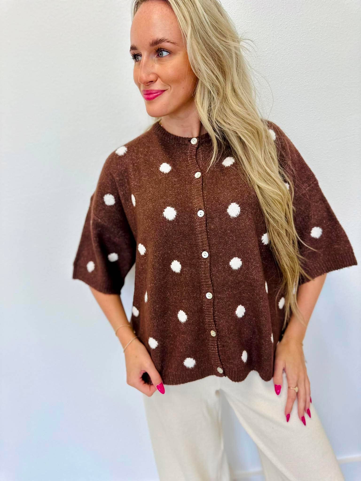 Mocha Moments Button Down Sweater Top