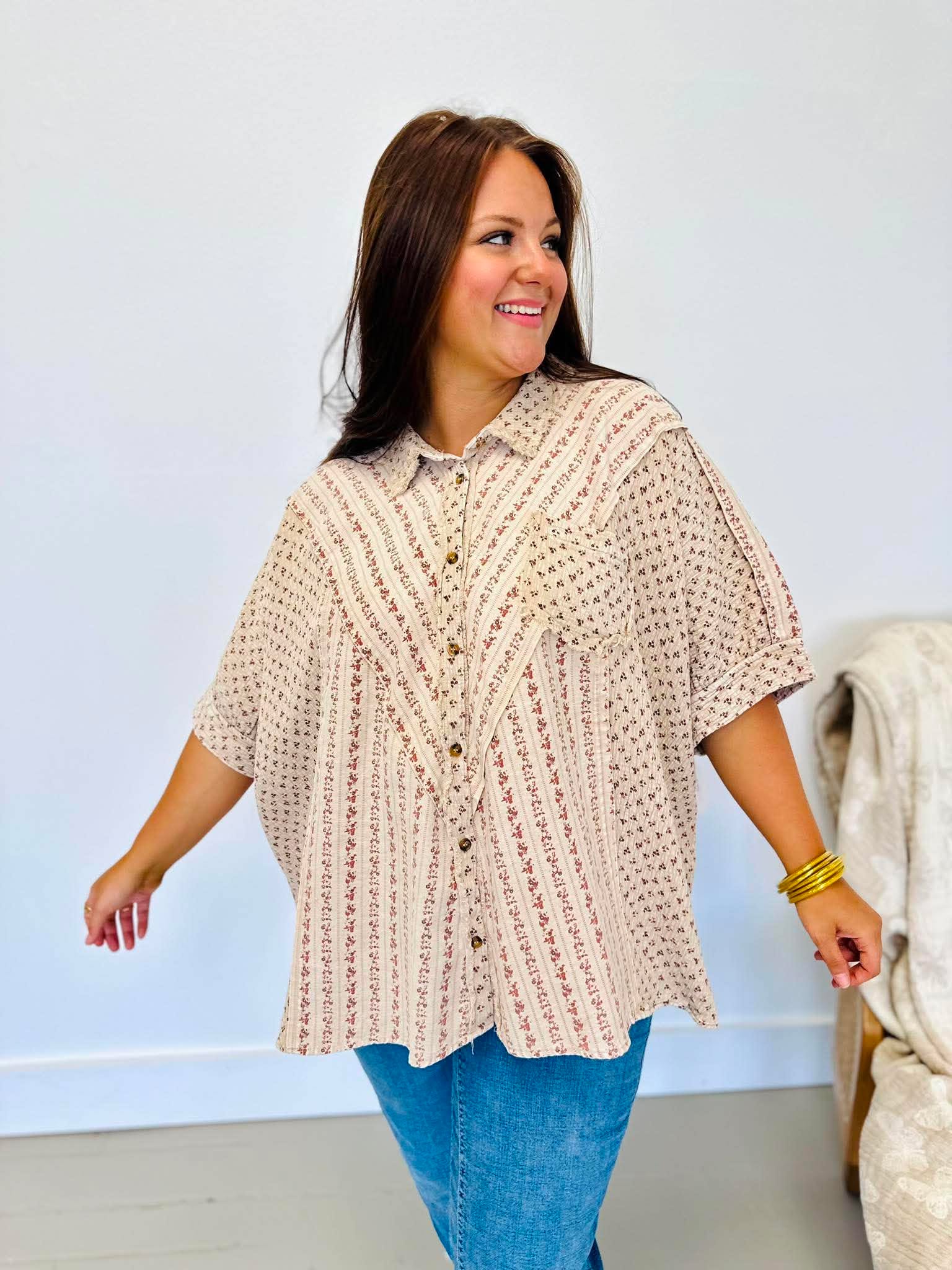 Floral Feeling Woven Top