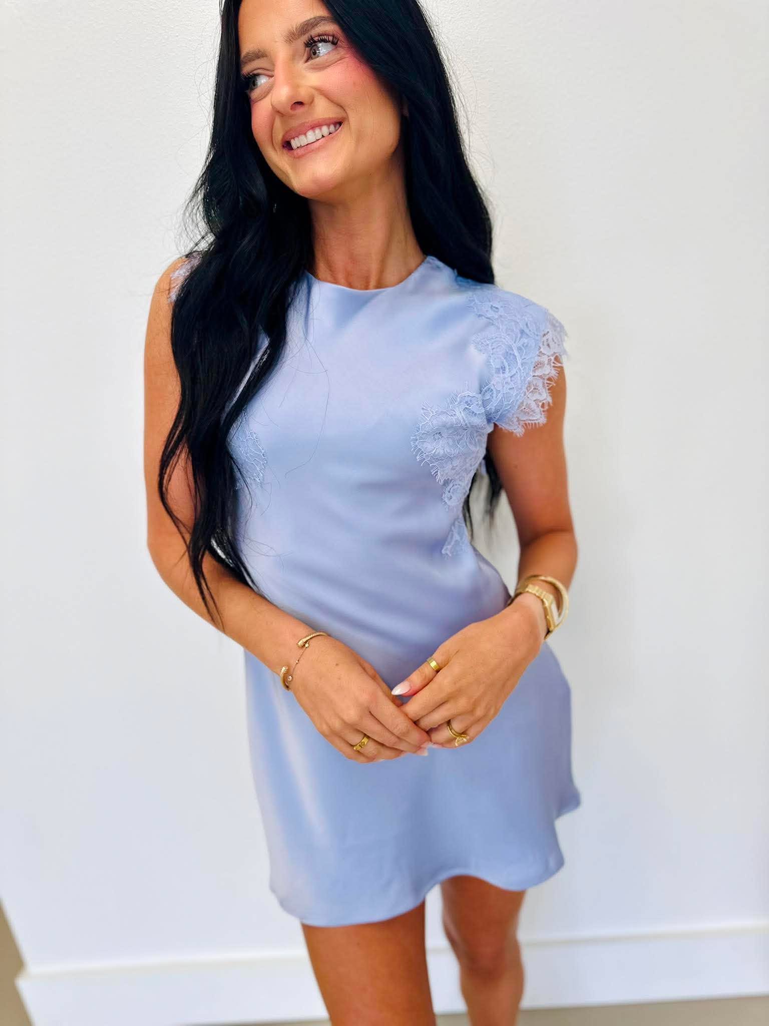 Devine Chic Blue Satin Dress